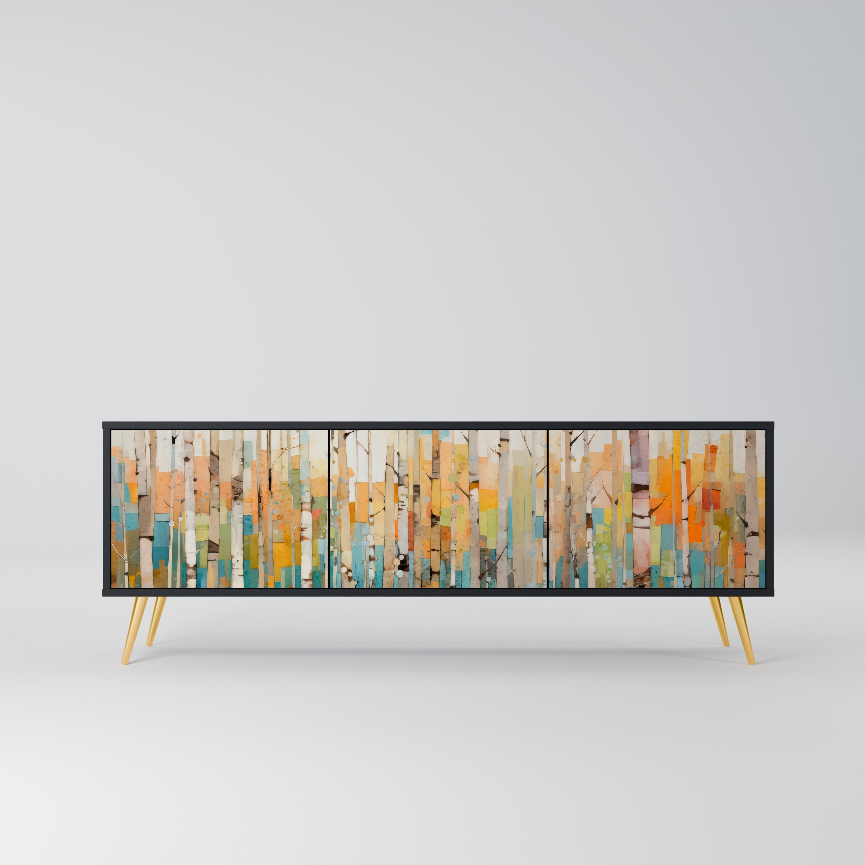 Meuble TV 3 portes BIRCH KALEIDOSCOPE finition noire