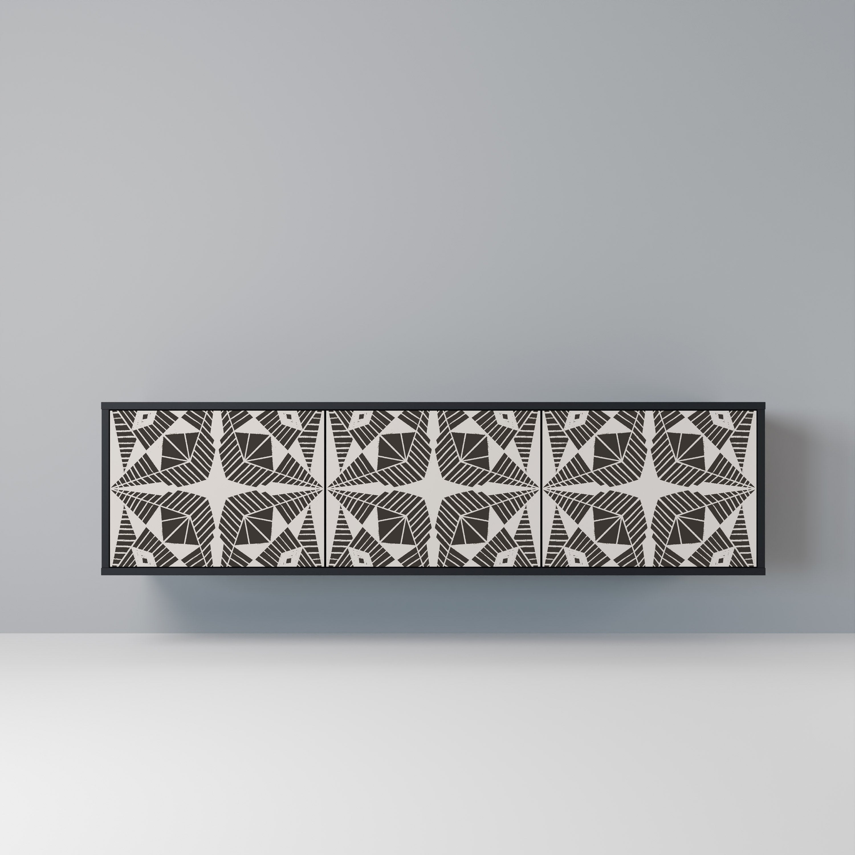 Meuble TV 3 portes MONOCHROME NEXUS, finition noire