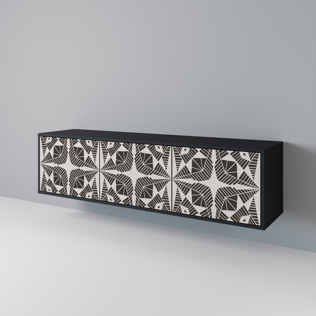 Meuble TV 3 portes MONOCHROME NEXUS, finition noire