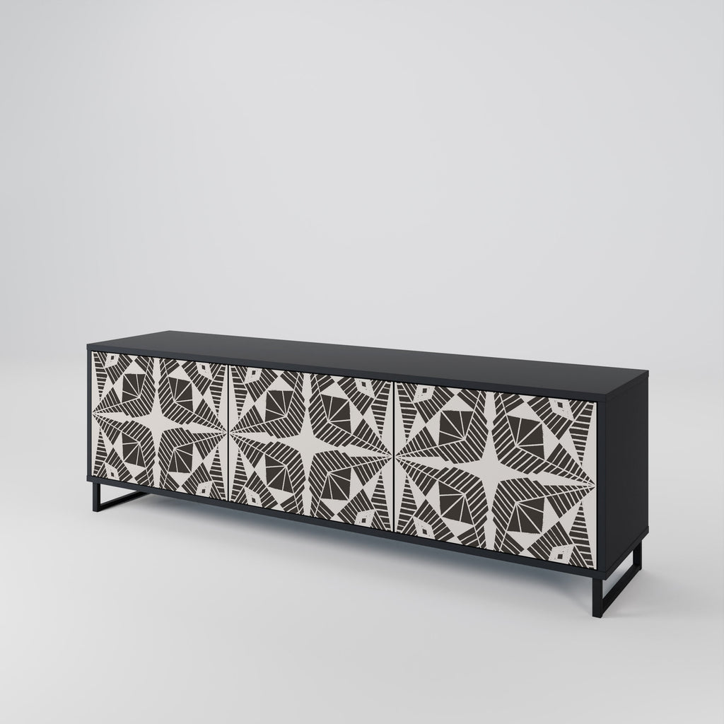 Meuble TV 3 portes MONOCHROME NEXUS, finition noire