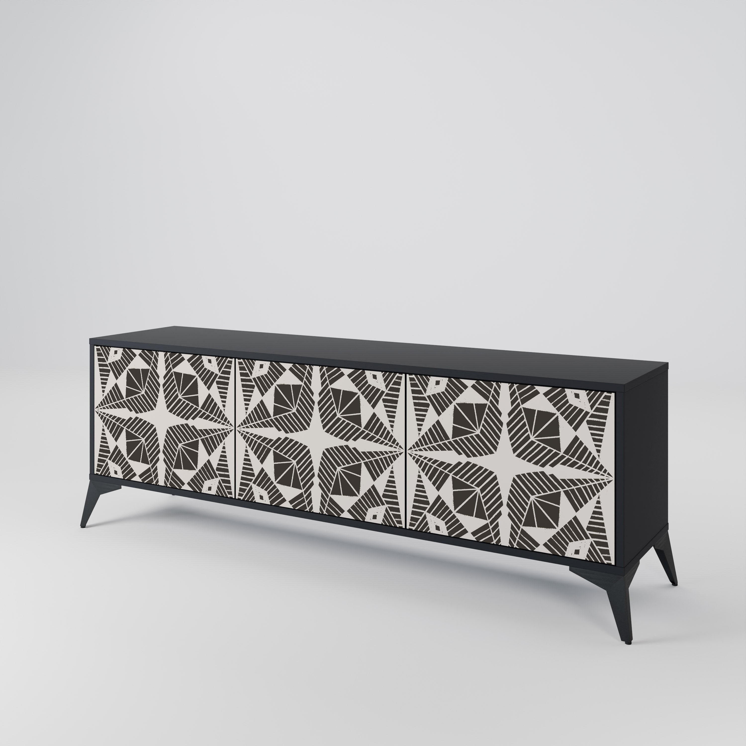 Meuble TV 3 portes MONOCHROME NEXUS, finition noire