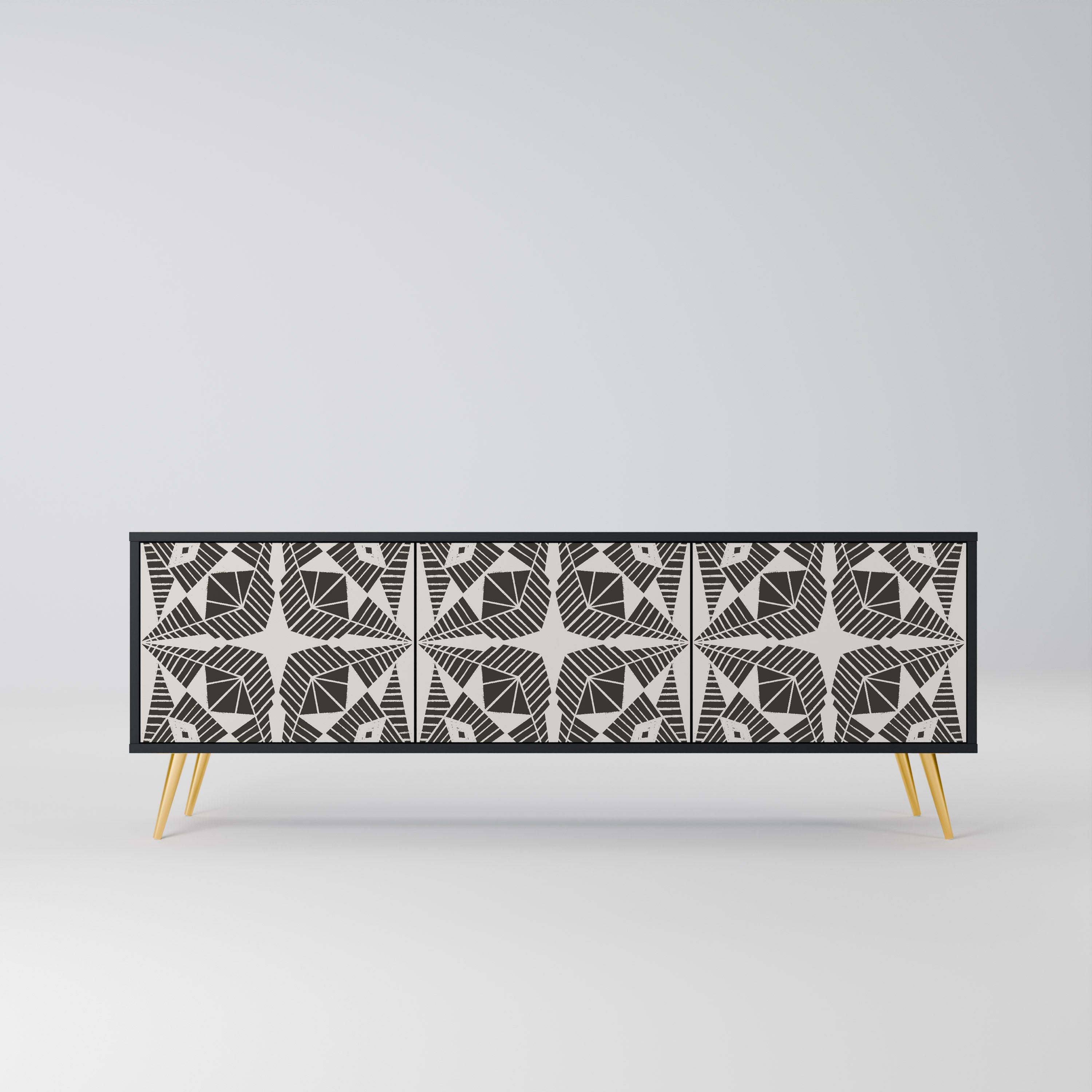 Meuble TV 3 portes MONOCHROME NEXUS, finition noire