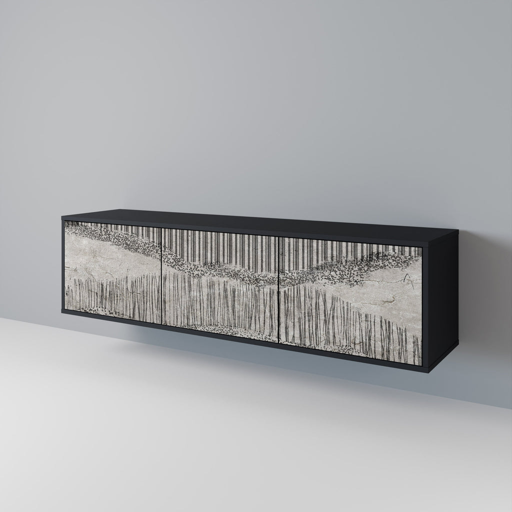 Meuble TV 3 portes GRAIN LINES finition noire