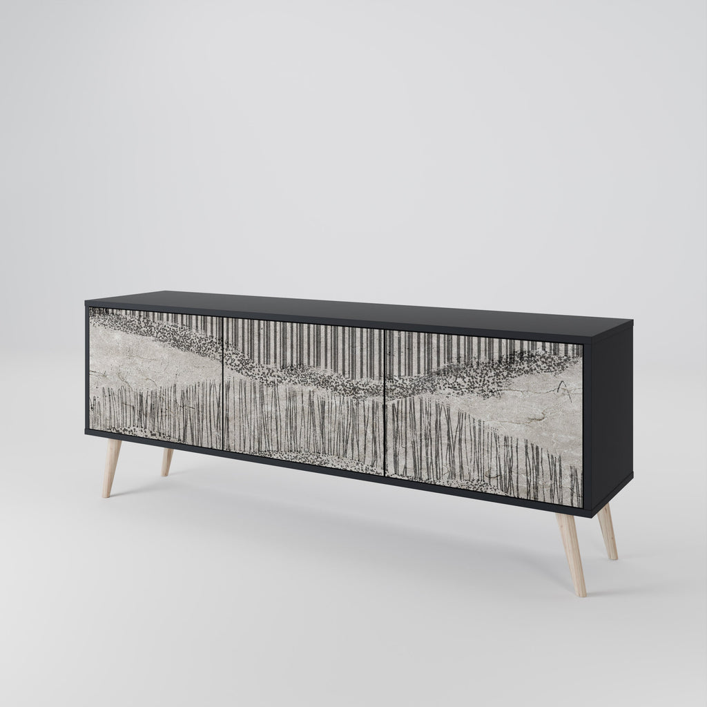Meuble TV 3 portes GRAIN LINES finition noire
