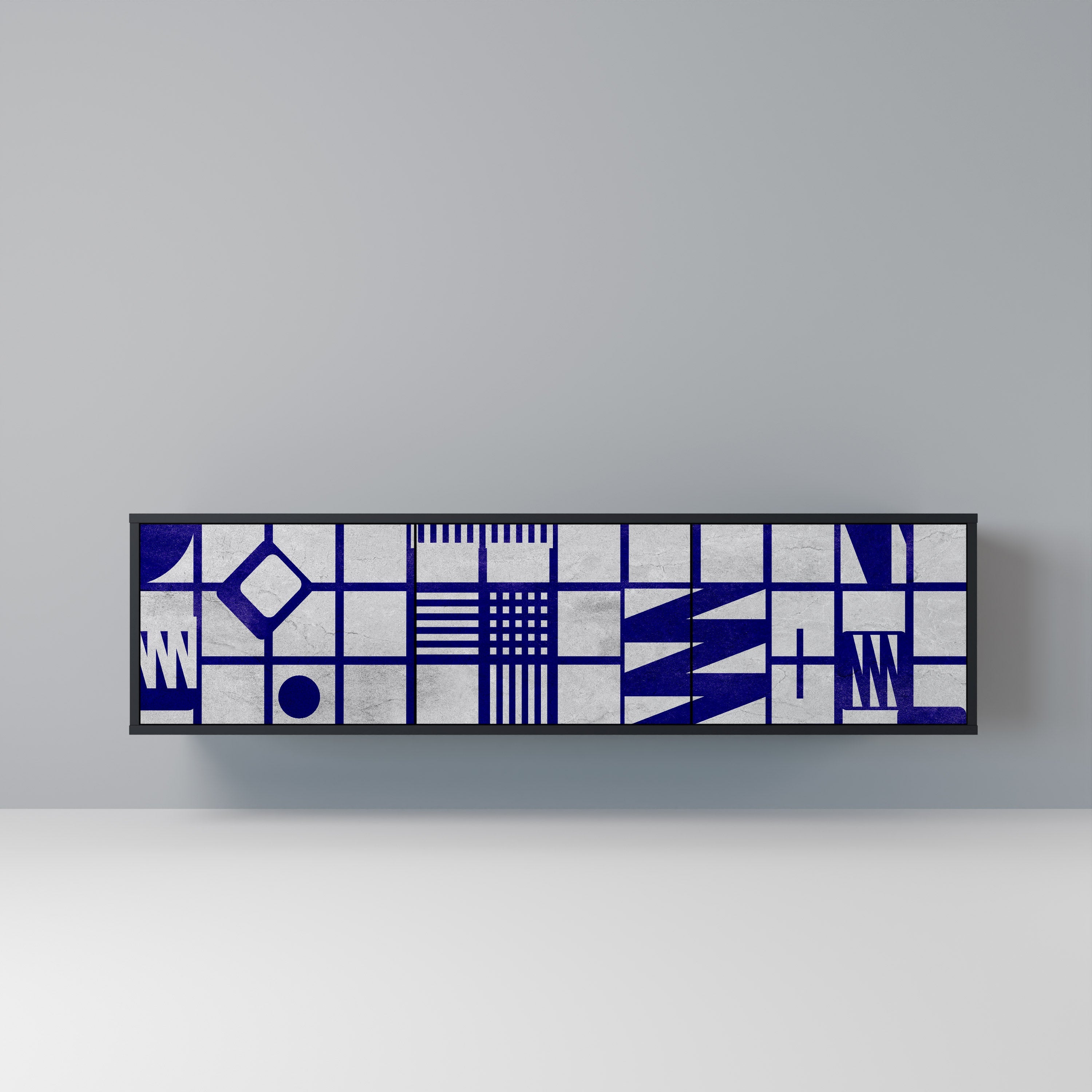 Meuble TV 3 portes THE RIGHT PLACES en finition noire