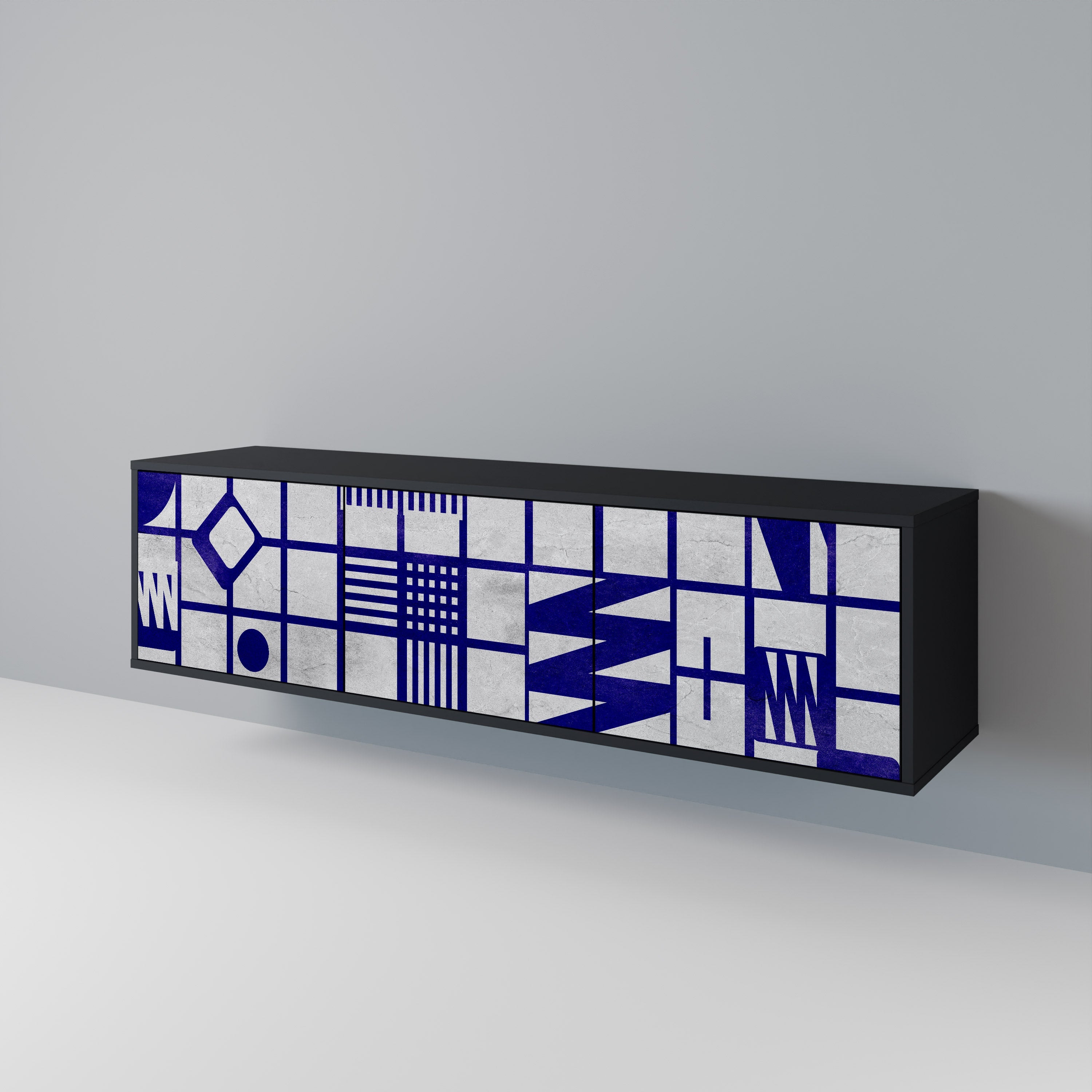 Meuble TV 3 portes THE RIGHT PLACES en finition noire