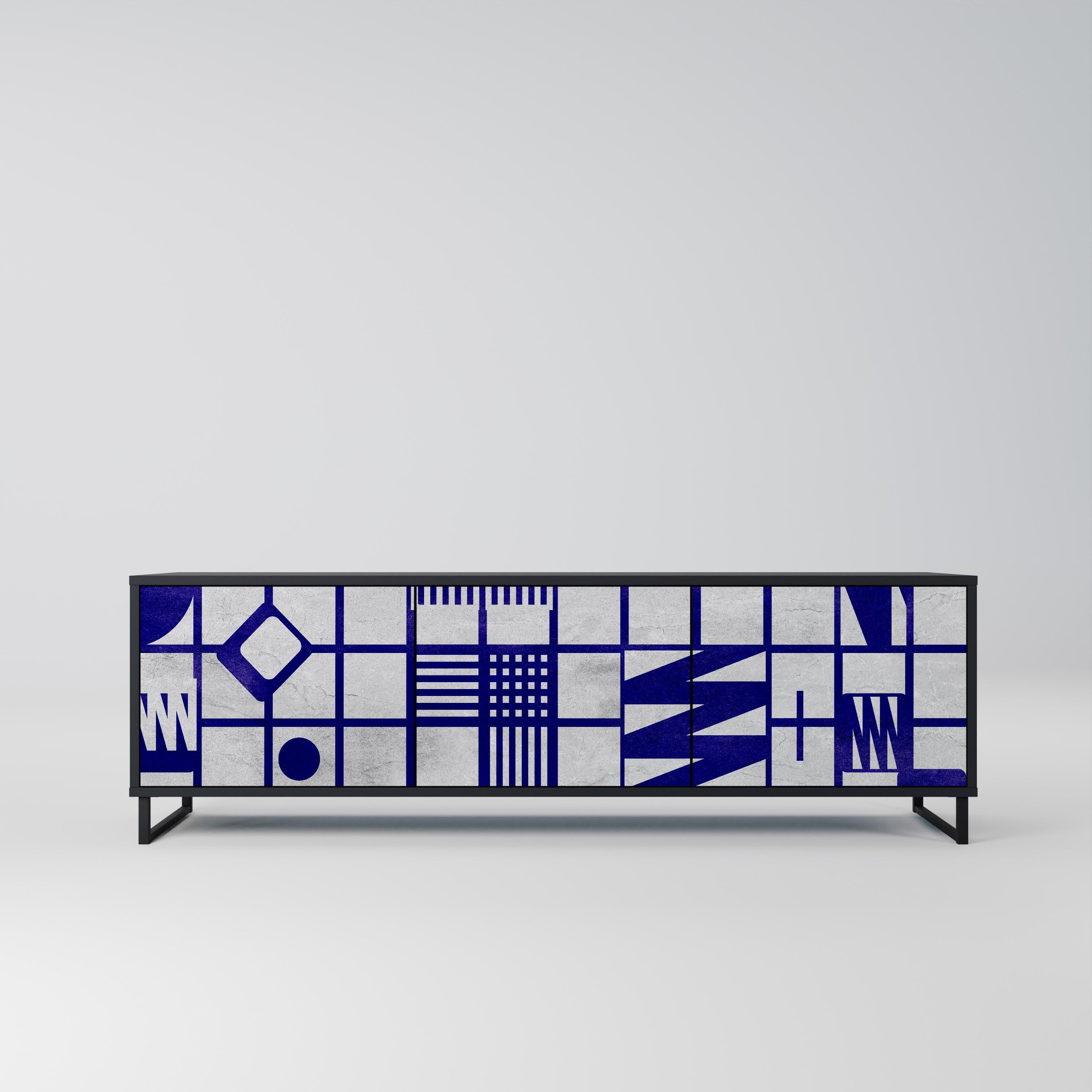 Meuble TV 3 portes THE RIGHT PLACES en finition noire