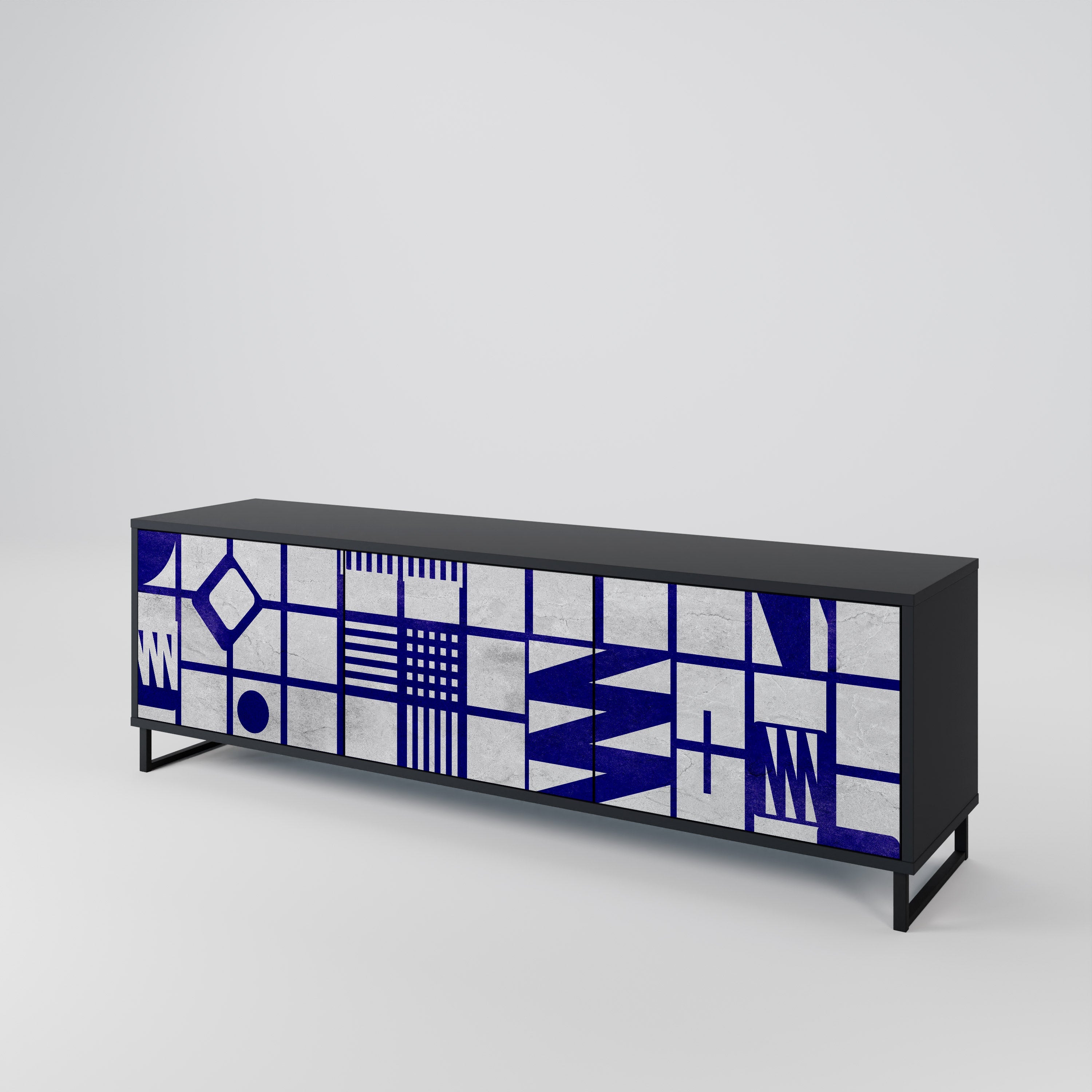 Meuble TV 3 portes THE RIGHT PLACES en finition noire