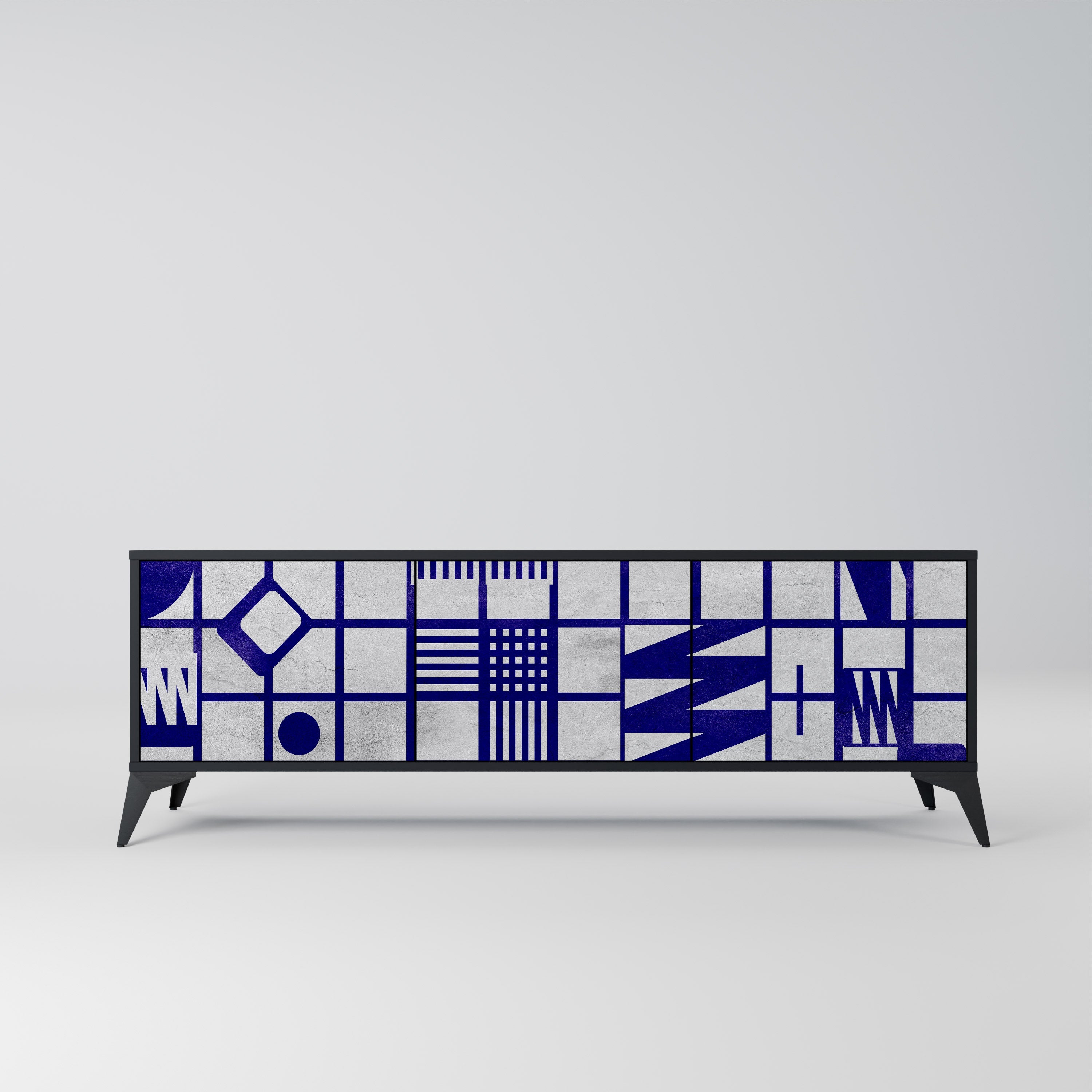 Meuble TV 3 portes THE RIGHT PLACES en finition noire