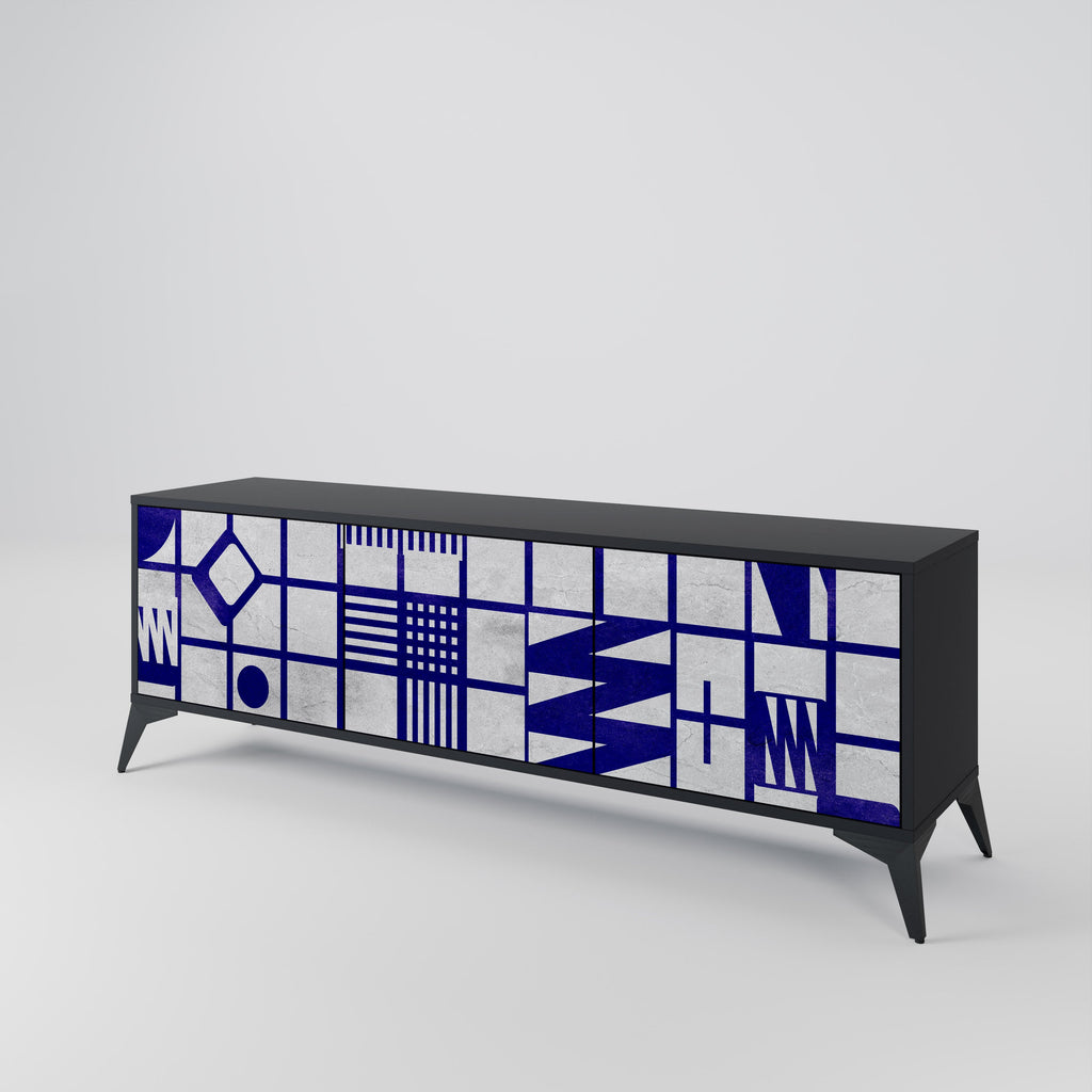 Meuble TV 3 portes THE RIGHT PLACES en finition noire