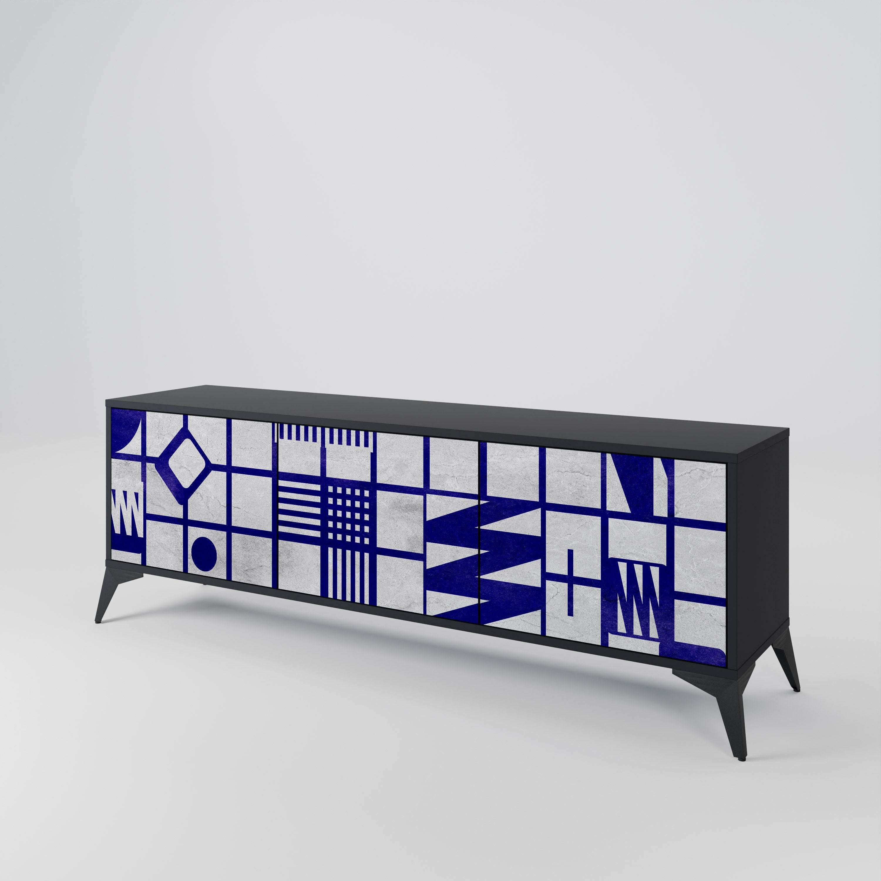 Meuble TV 3 portes THE RIGHT PLACES en finition noire