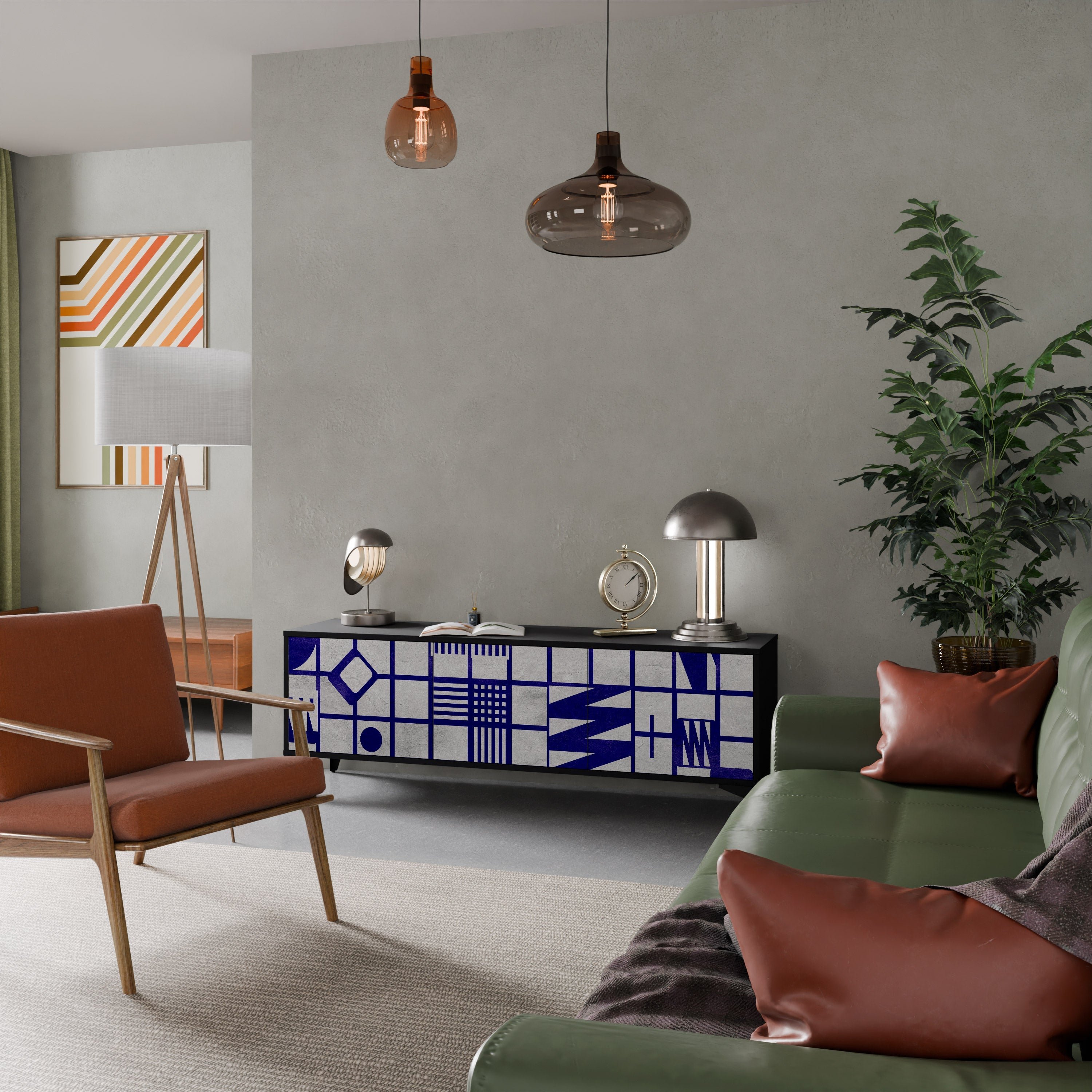 Meuble TV 3 portes THE RIGHT PLACES en finition noire