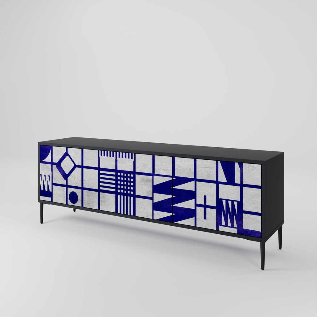 Meuble TV 3 portes THE RIGHT PLACES en finition noire