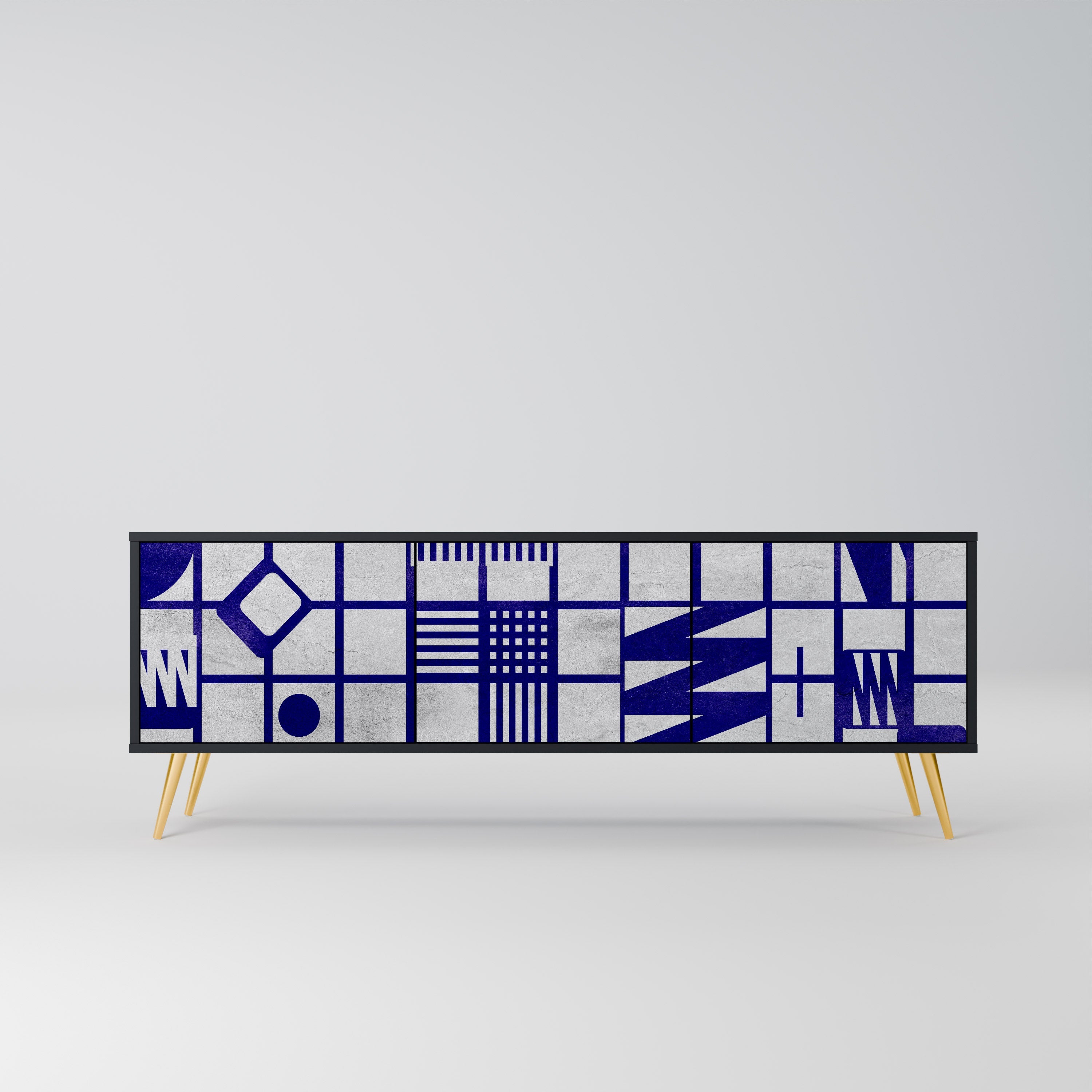 Meuble TV 3 portes THE RIGHT PLACES en finition noire