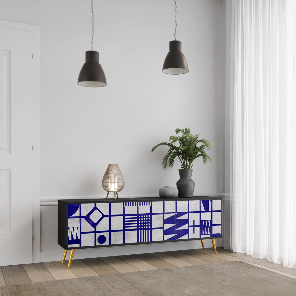 Meuble TV 3 portes THE RIGHT PLACES en finition noire