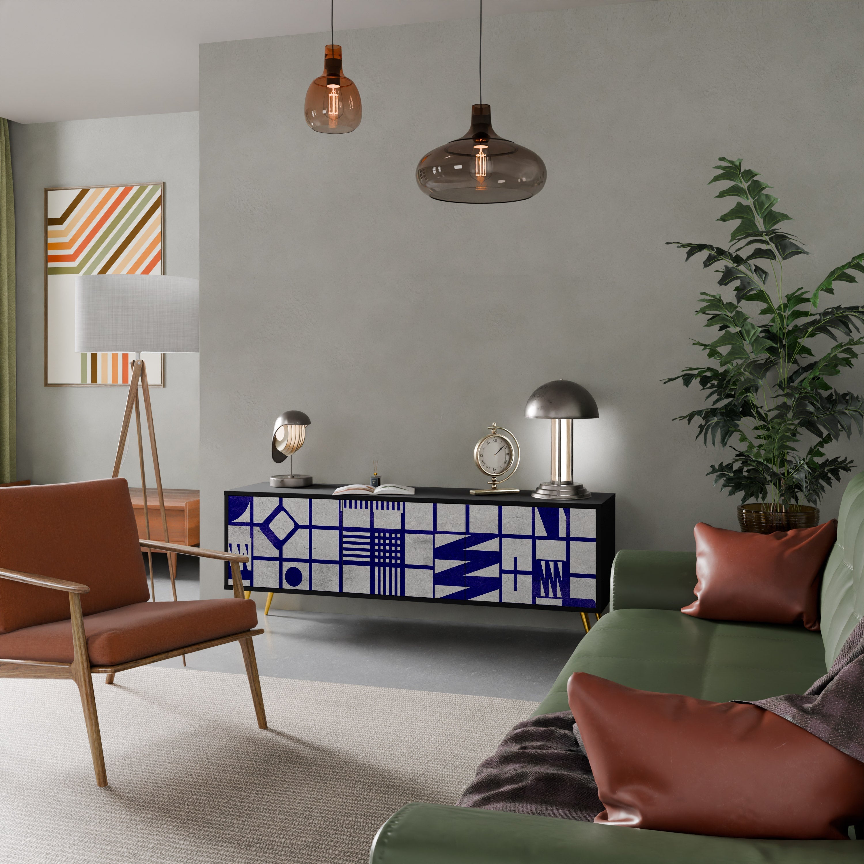 Meuble TV 3 portes THE RIGHT PLACES en finition noire