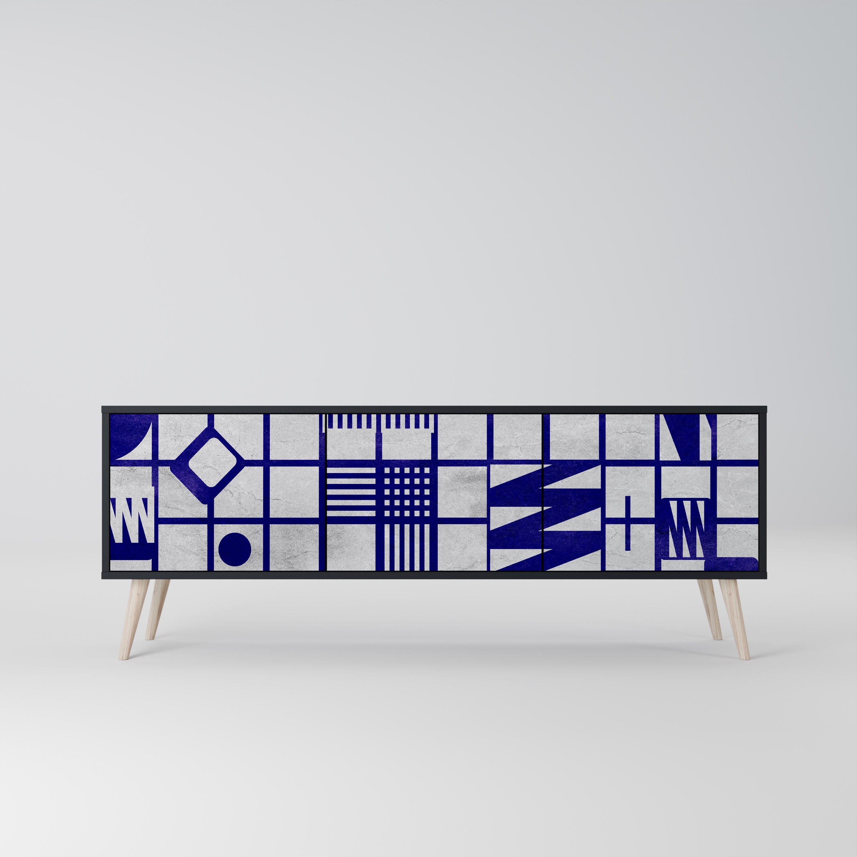 Meuble TV 3 portes THE RIGHT PLACES en finition noire