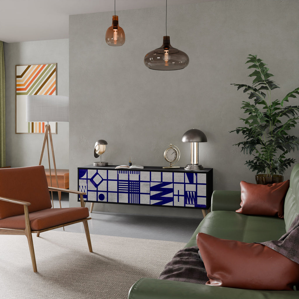 Meuble TV 3 portes THE RIGHT PLACES en finition noire