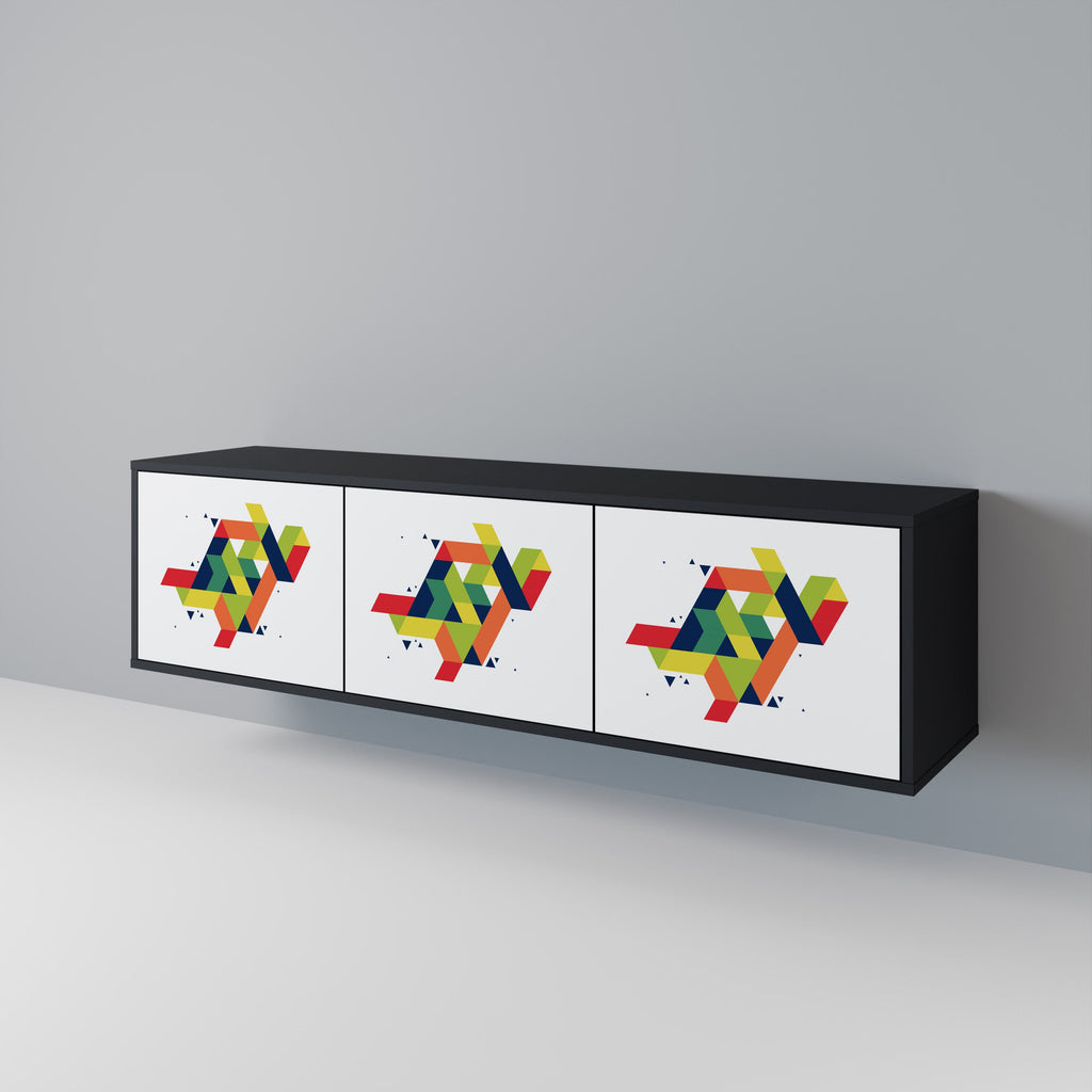 Meuble TV 3 portes FUTURE SIGN finition noire