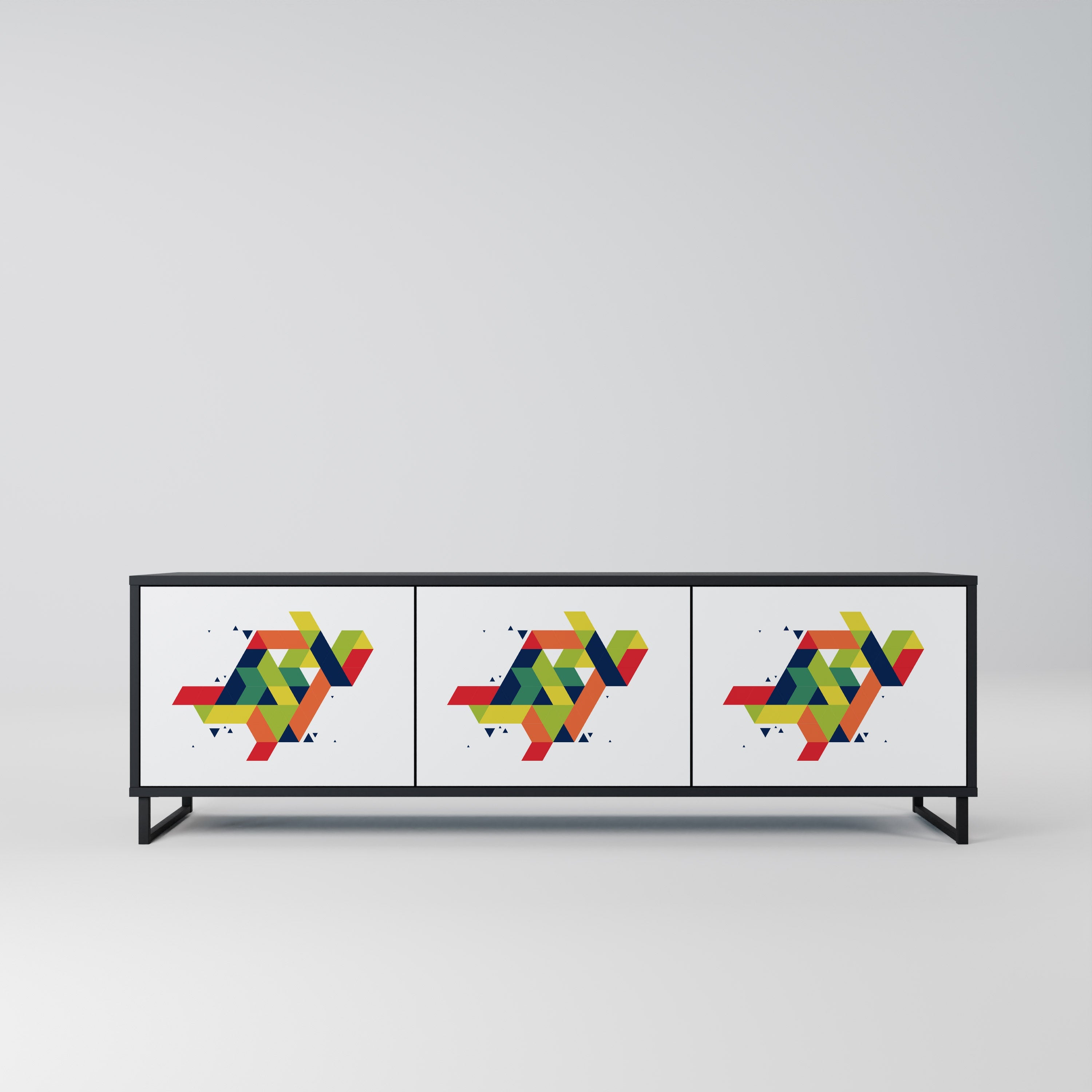 Meuble TV 3 portes FUTURE SIGN finition noire