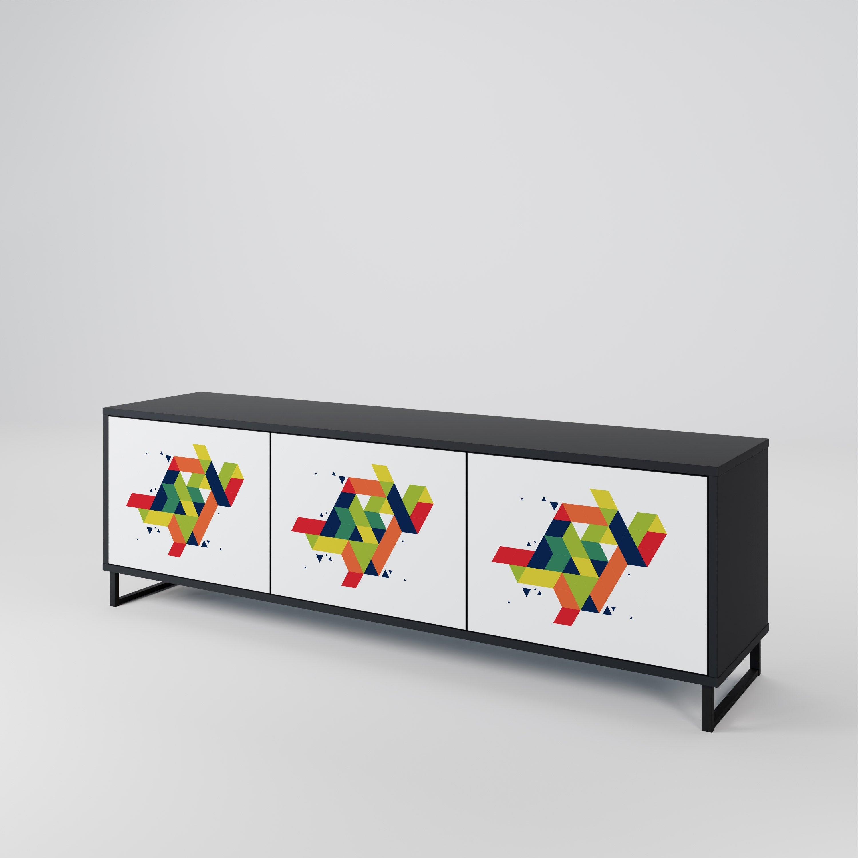 Meuble TV 3 portes FUTURE SIGN finition noire