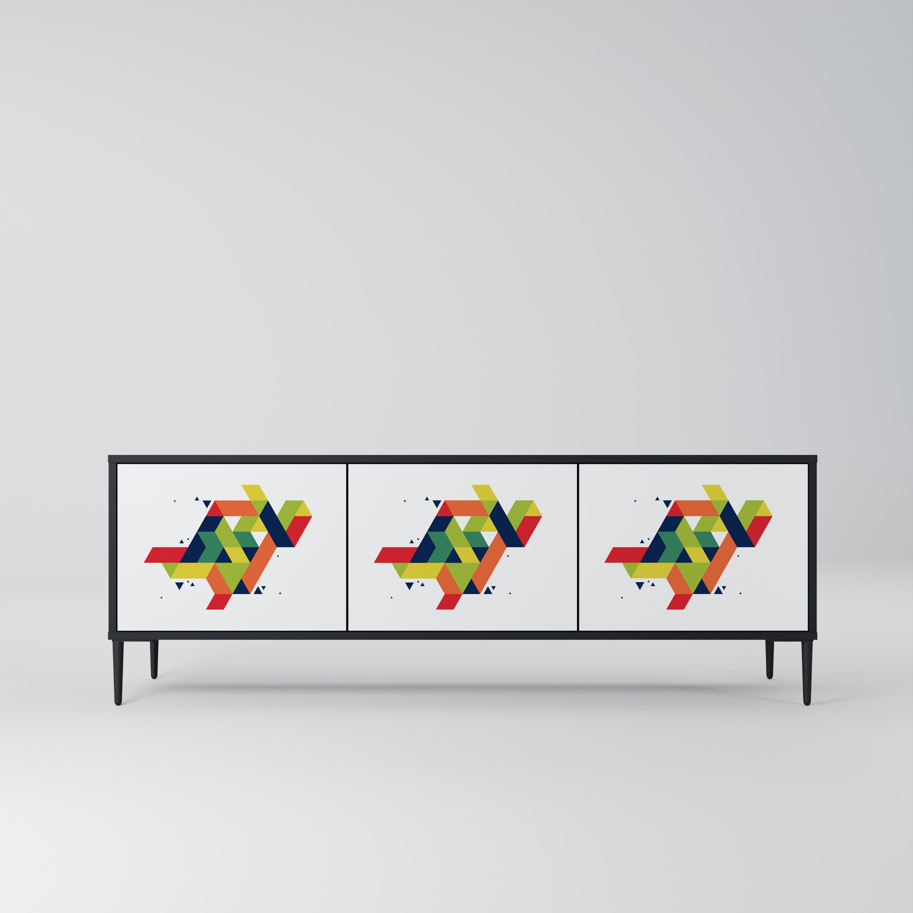 Meuble TV 3 portes FUTURE SIGN finition noire