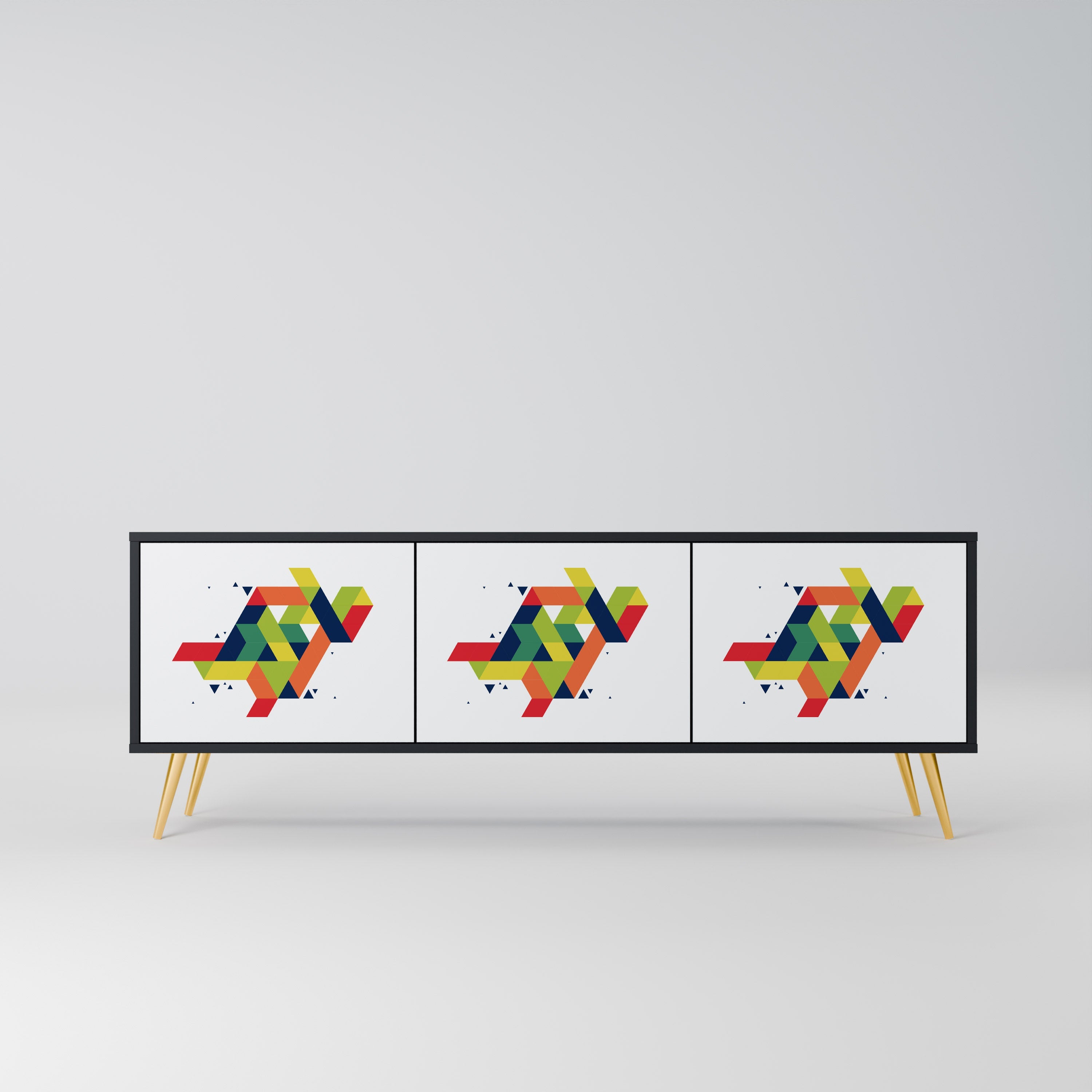 Meuble TV 3 portes FUTURE SIGN finition noire