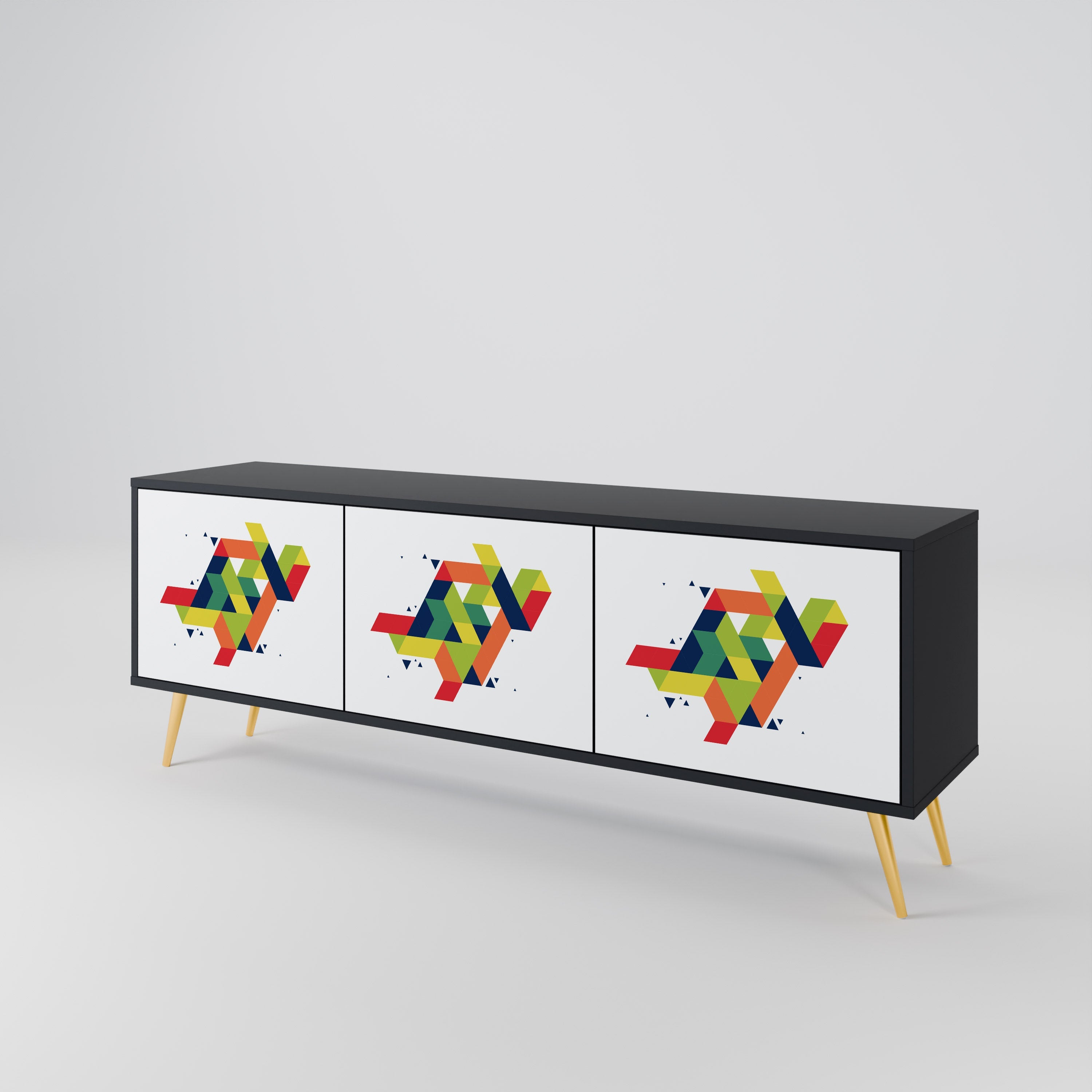 Meuble TV 3 portes FUTURE SIGN finition noire