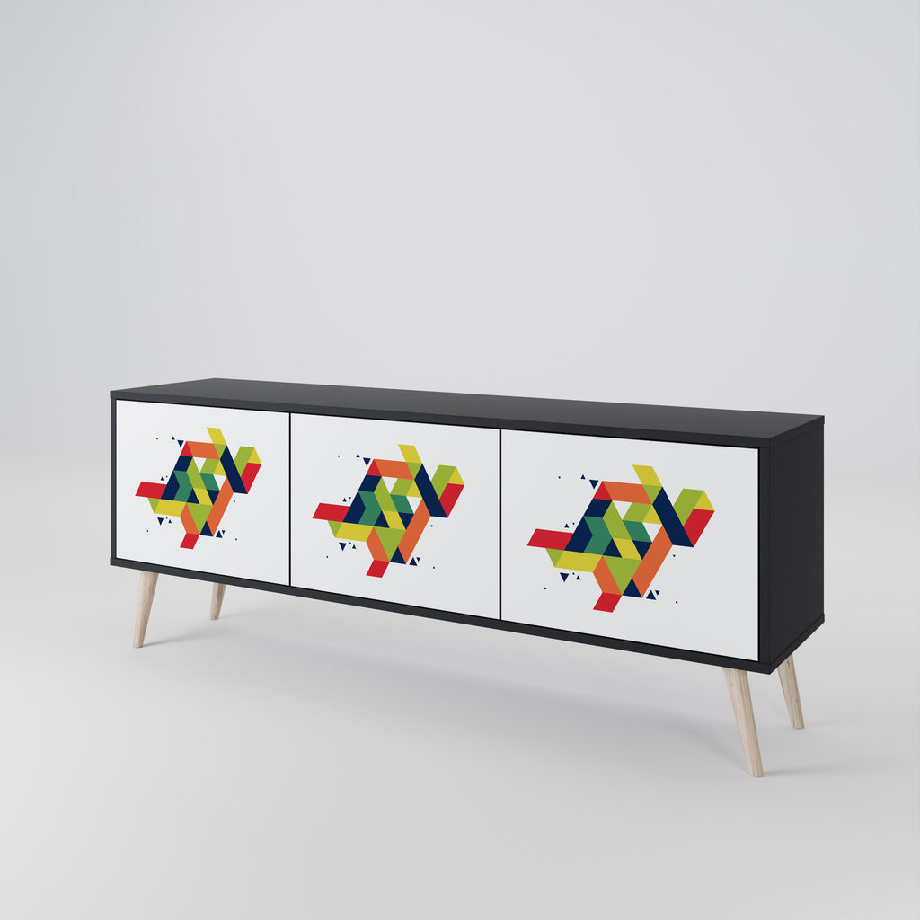 Meuble TV 3 portes FUTURE SIGN finition noire