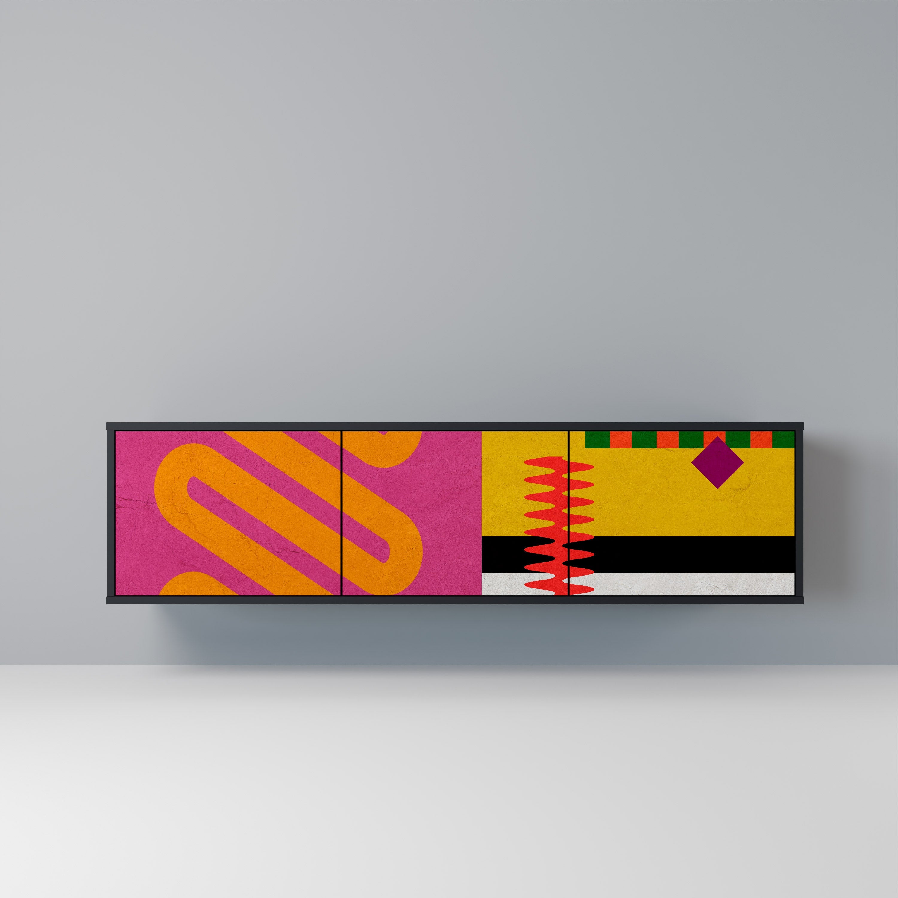 Meuble TV 3 portes VIVID ART finition noire