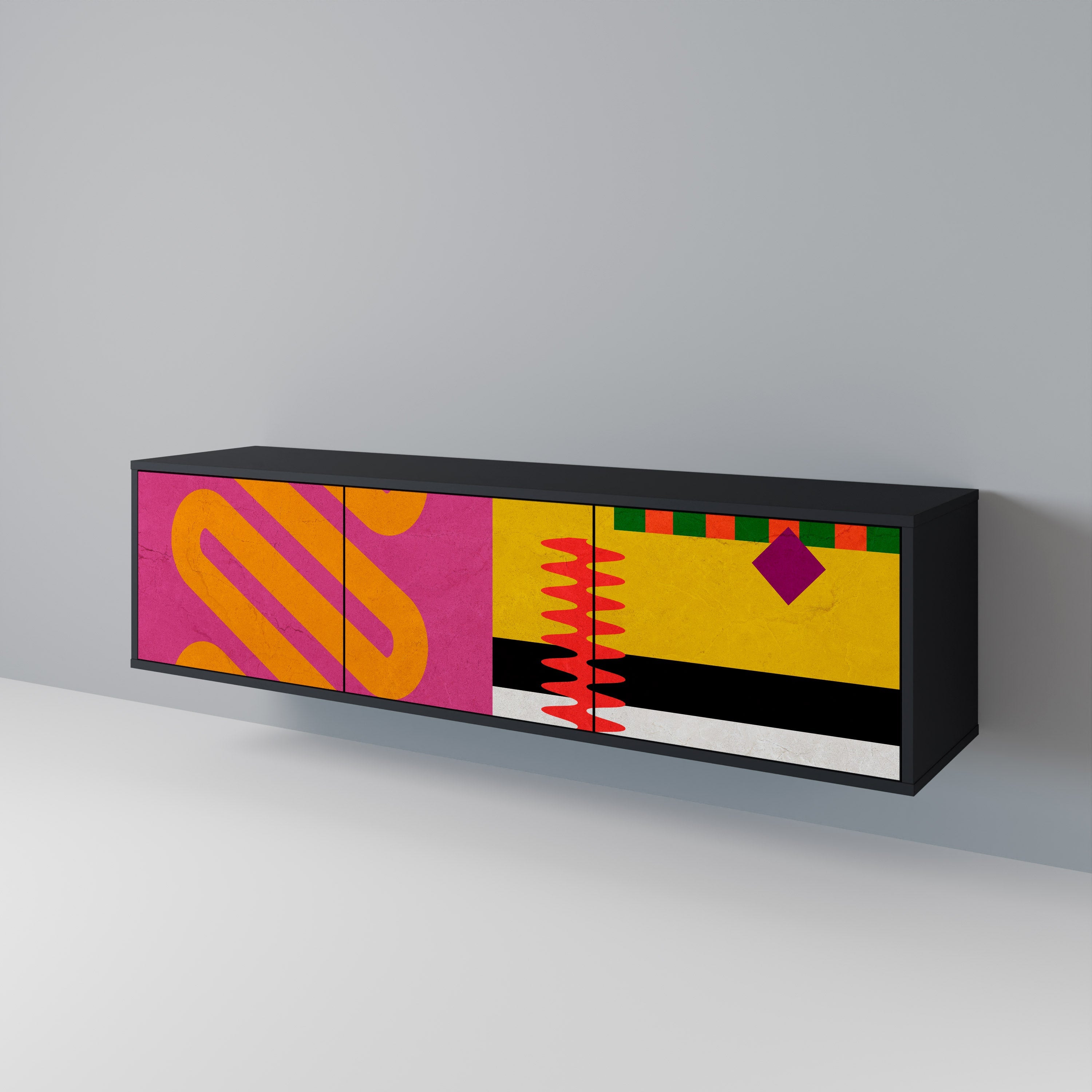 Meuble TV 3 portes VIVID ART finition noire