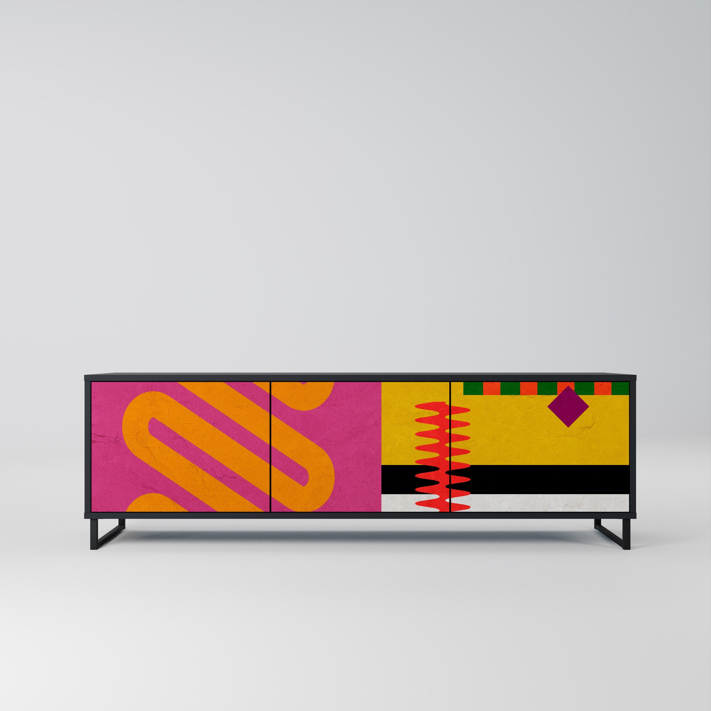 Meuble TV 3 portes VIVID ART finition noire