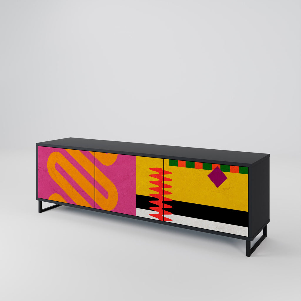 Meuble TV 3 portes VIVID ART finition noire