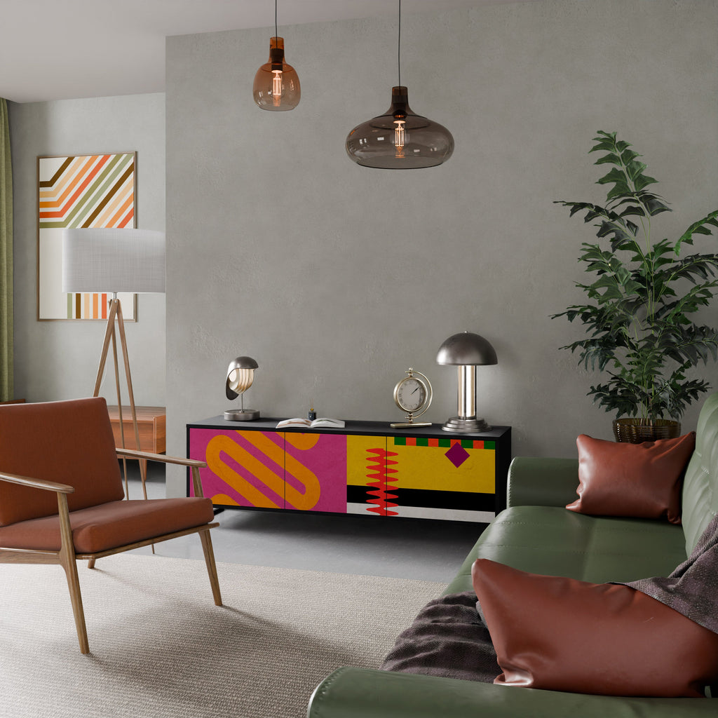 Meuble TV 3 portes VIVID ART finition noire