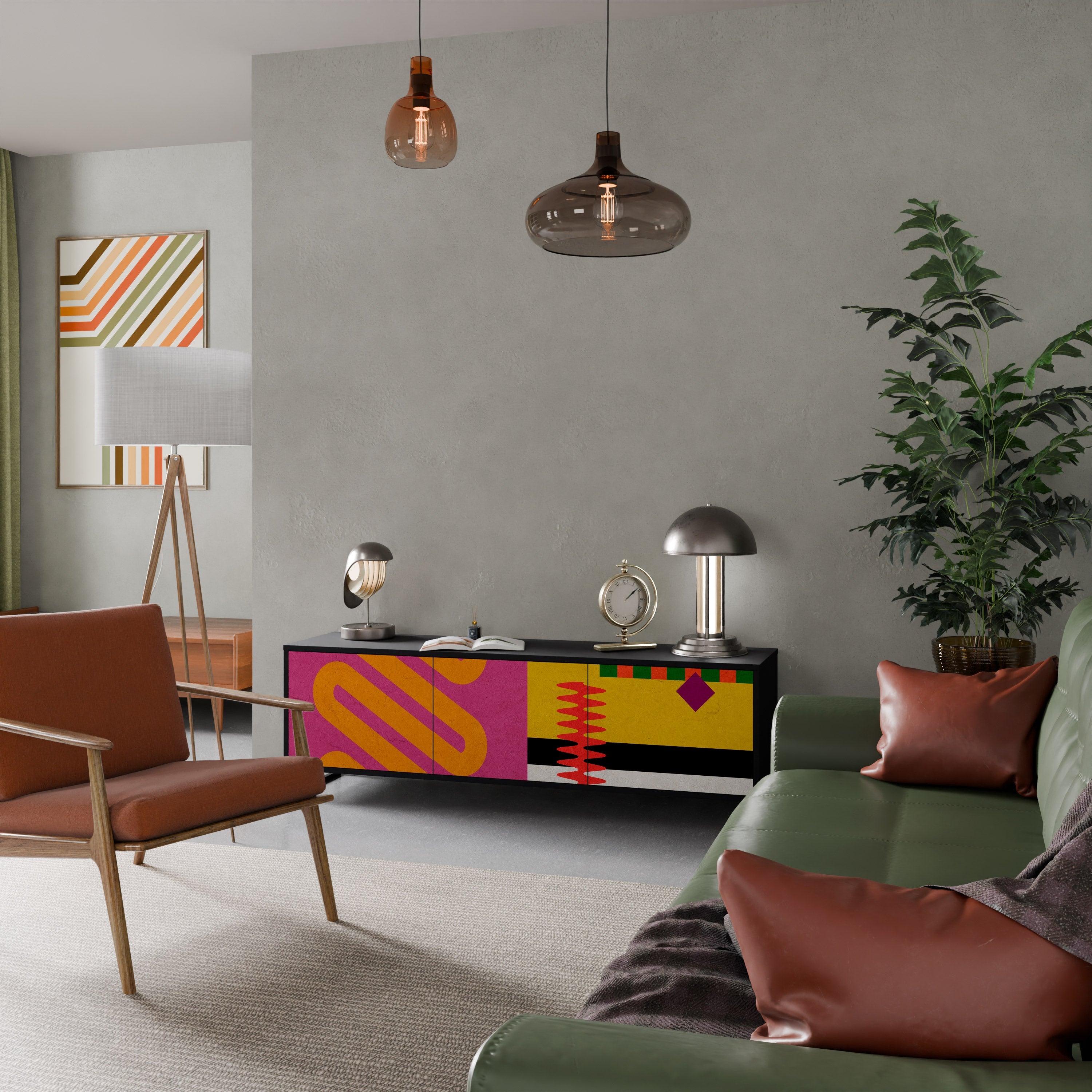 Meuble TV 3 portes VIVID ART finition noire