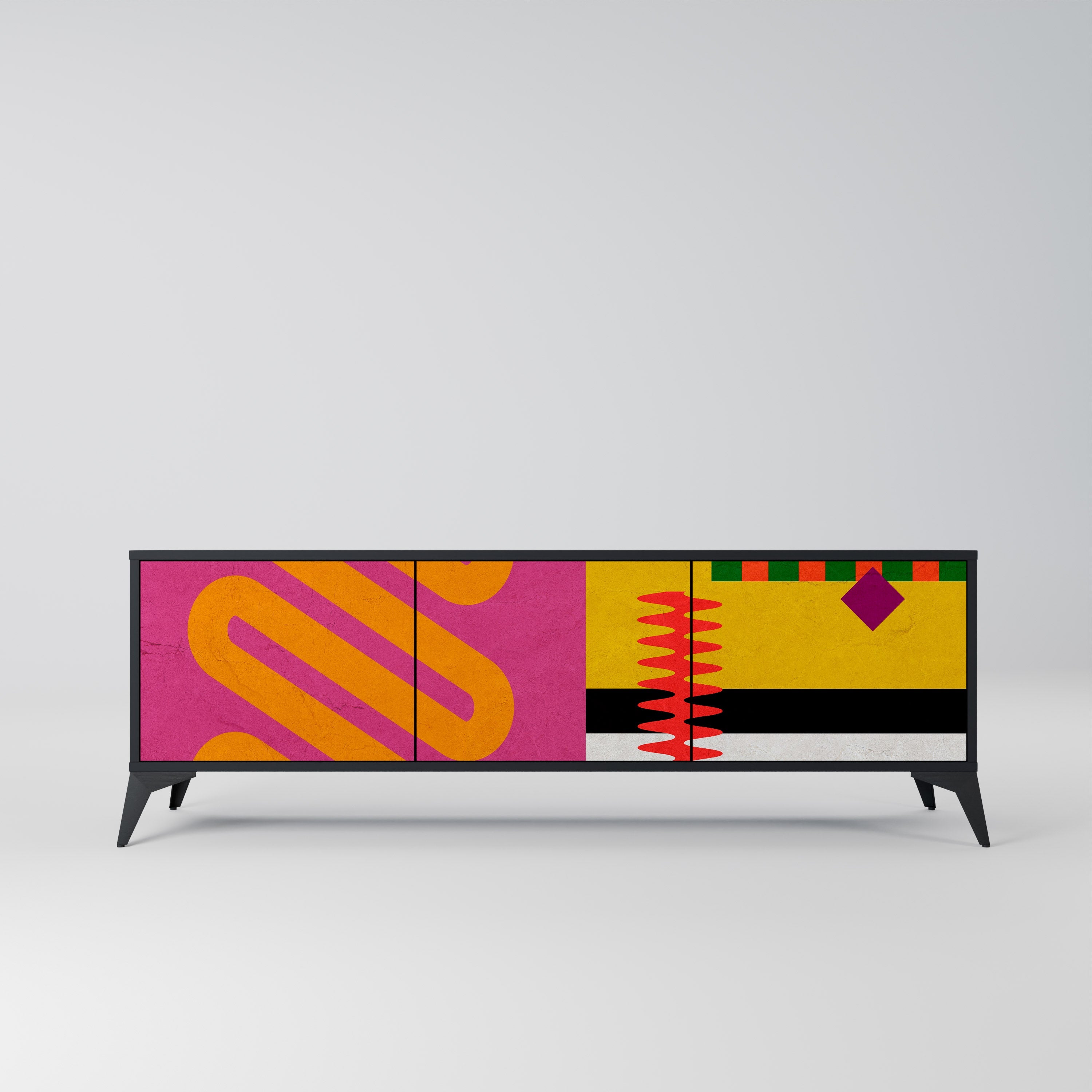 Meuble TV 3 portes VIVID ART finition noire