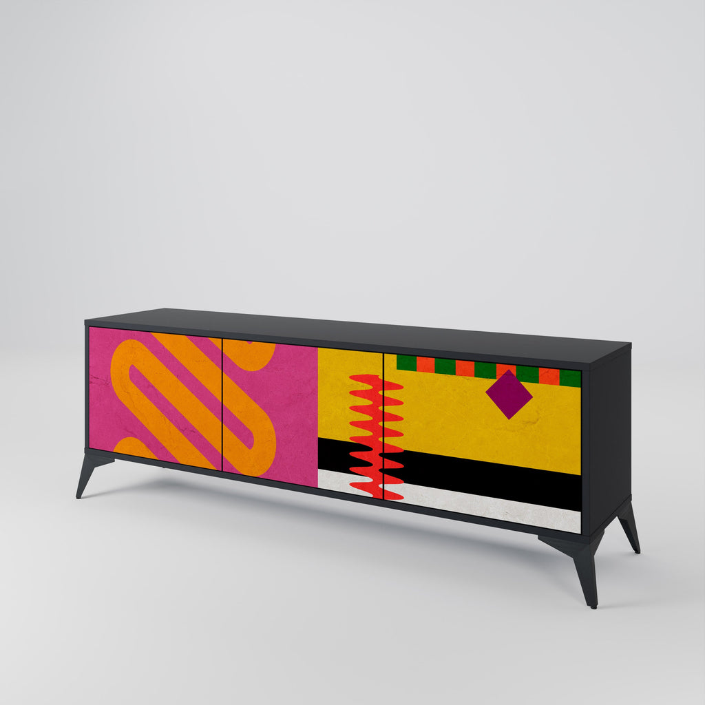 Meuble TV 3 portes VIVID ART finition noire