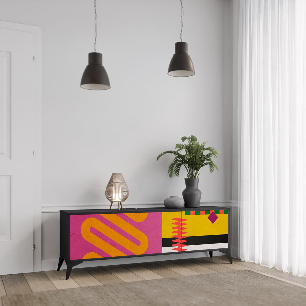 Meuble TV 3 portes VIVID ART finition noire