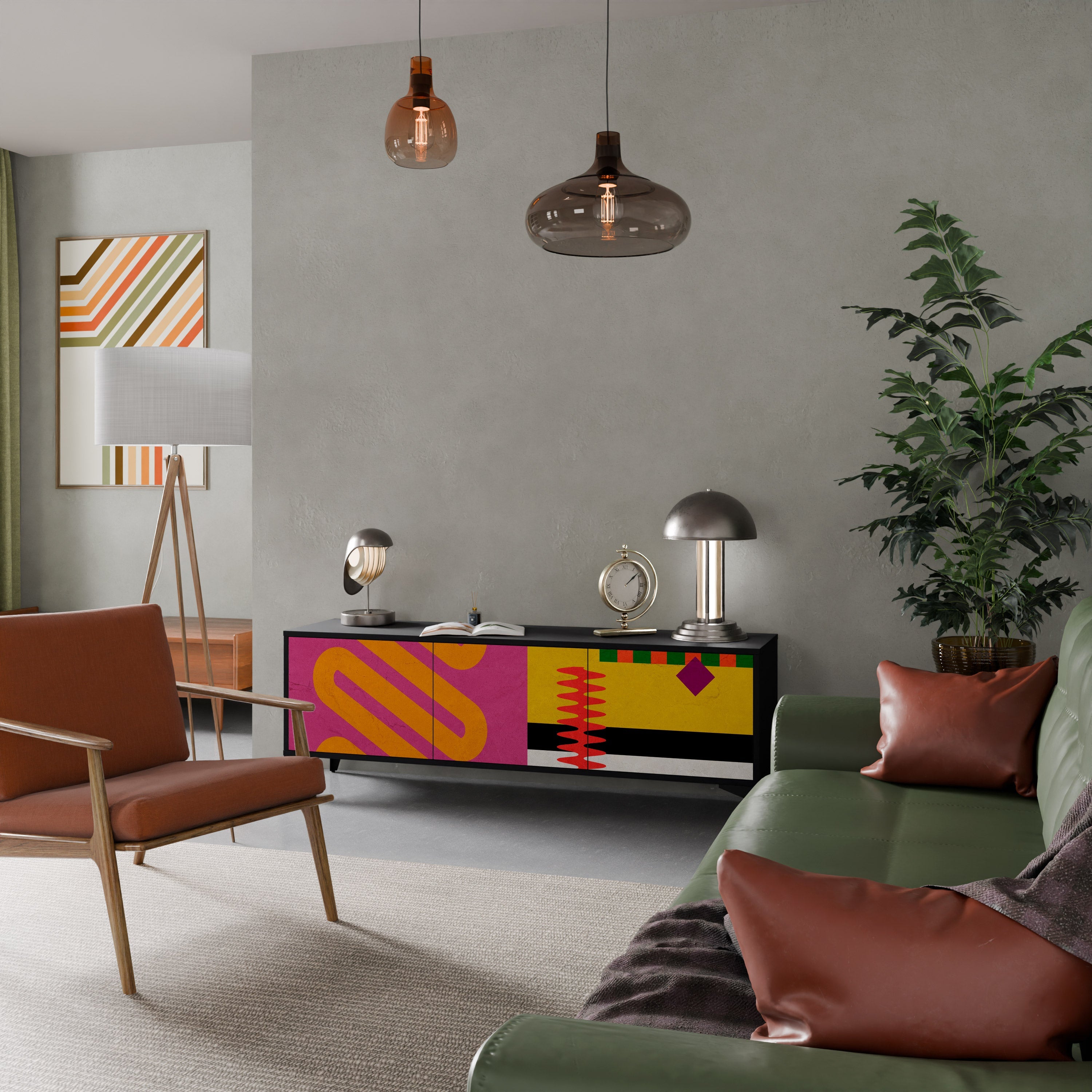 Meuble TV 3 portes VIVID ART finition noire