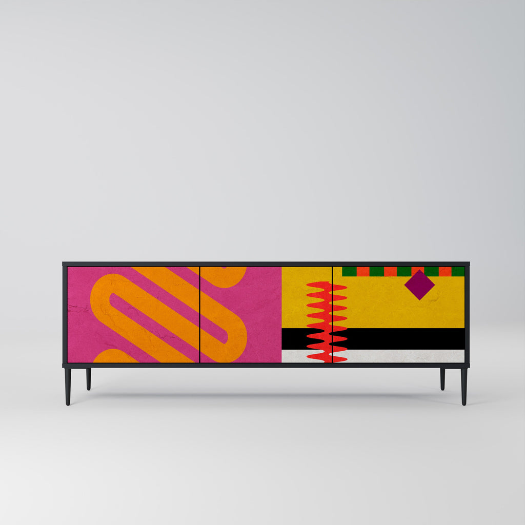 Meuble TV 3 portes VIVID ART finition noire