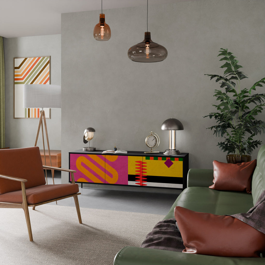 Meuble TV 3 portes VIVID ART finition noire