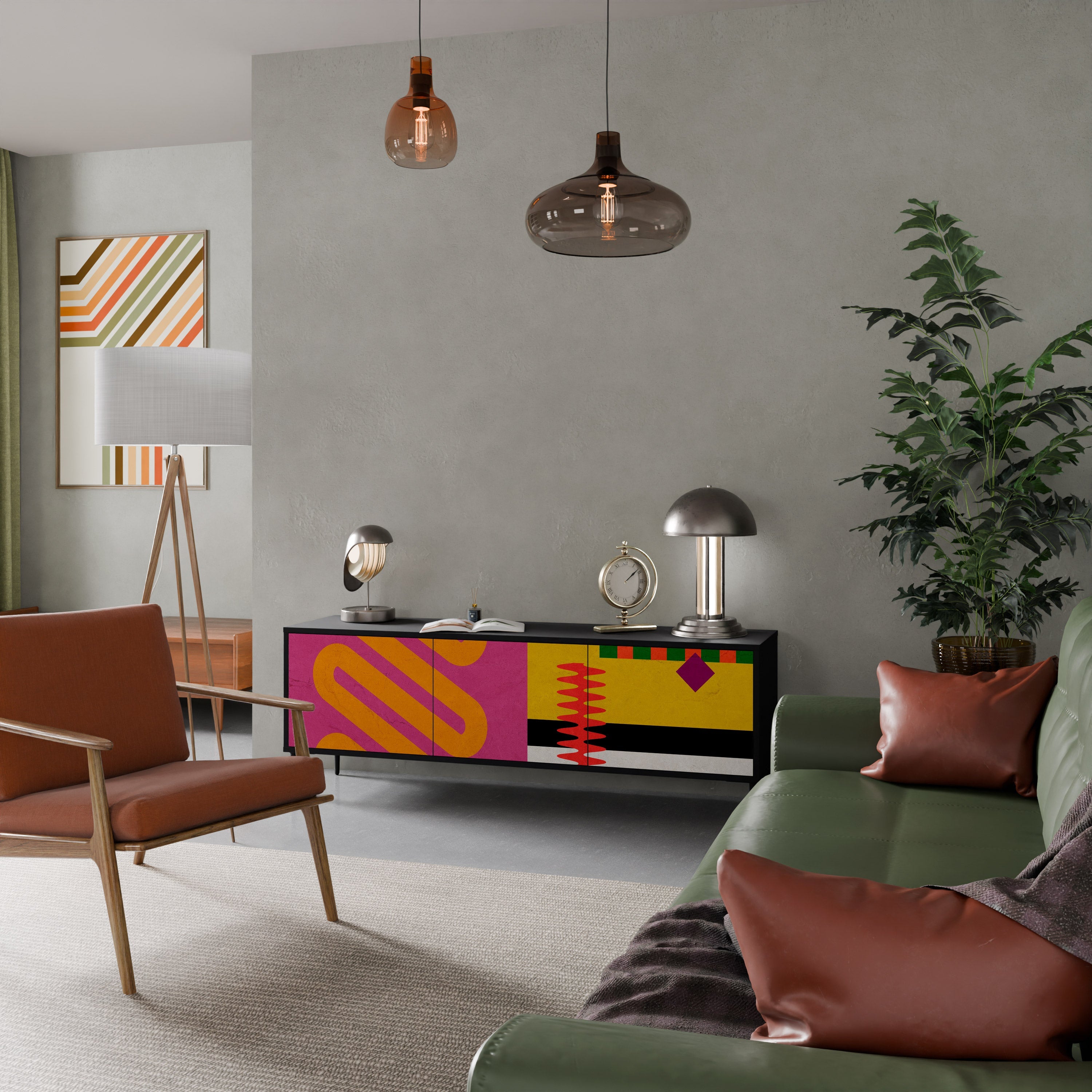 Meuble TV 3 portes VIVID ART finition noire