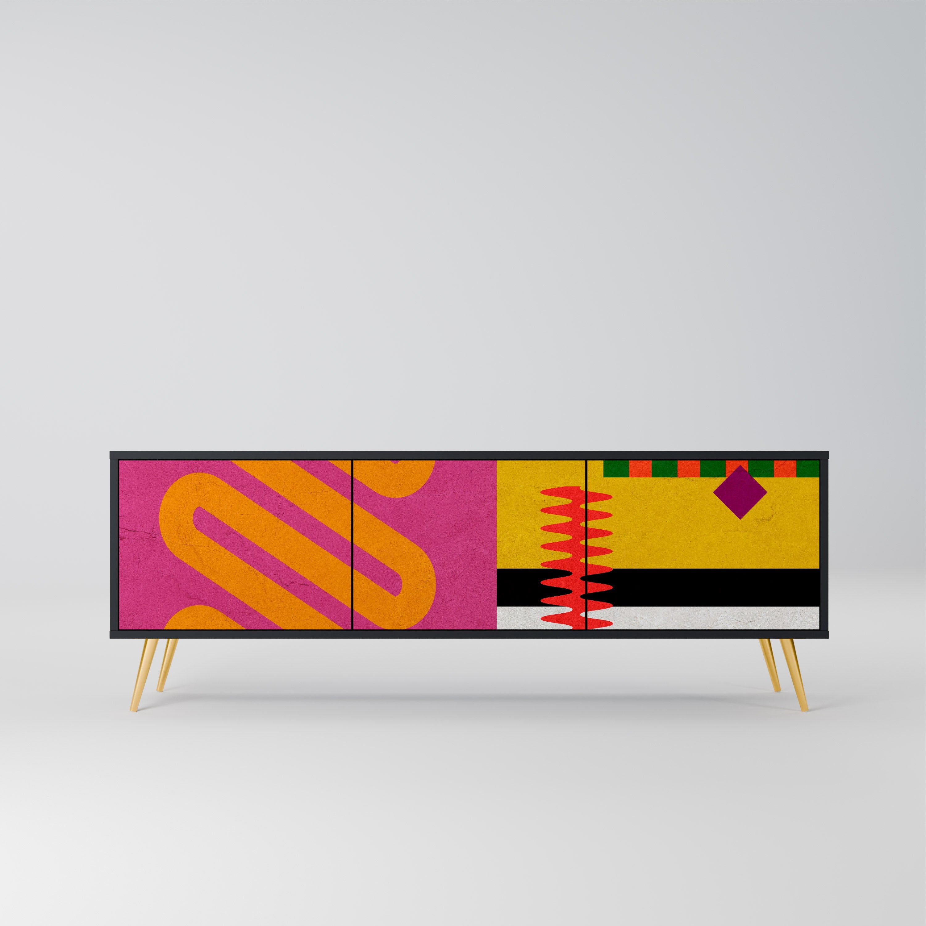 Meuble TV 3 portes VIVID ART finition noire