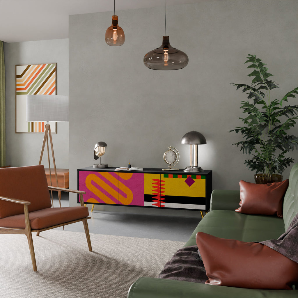 Meuble TV 3 portes VIVID ART finition noire