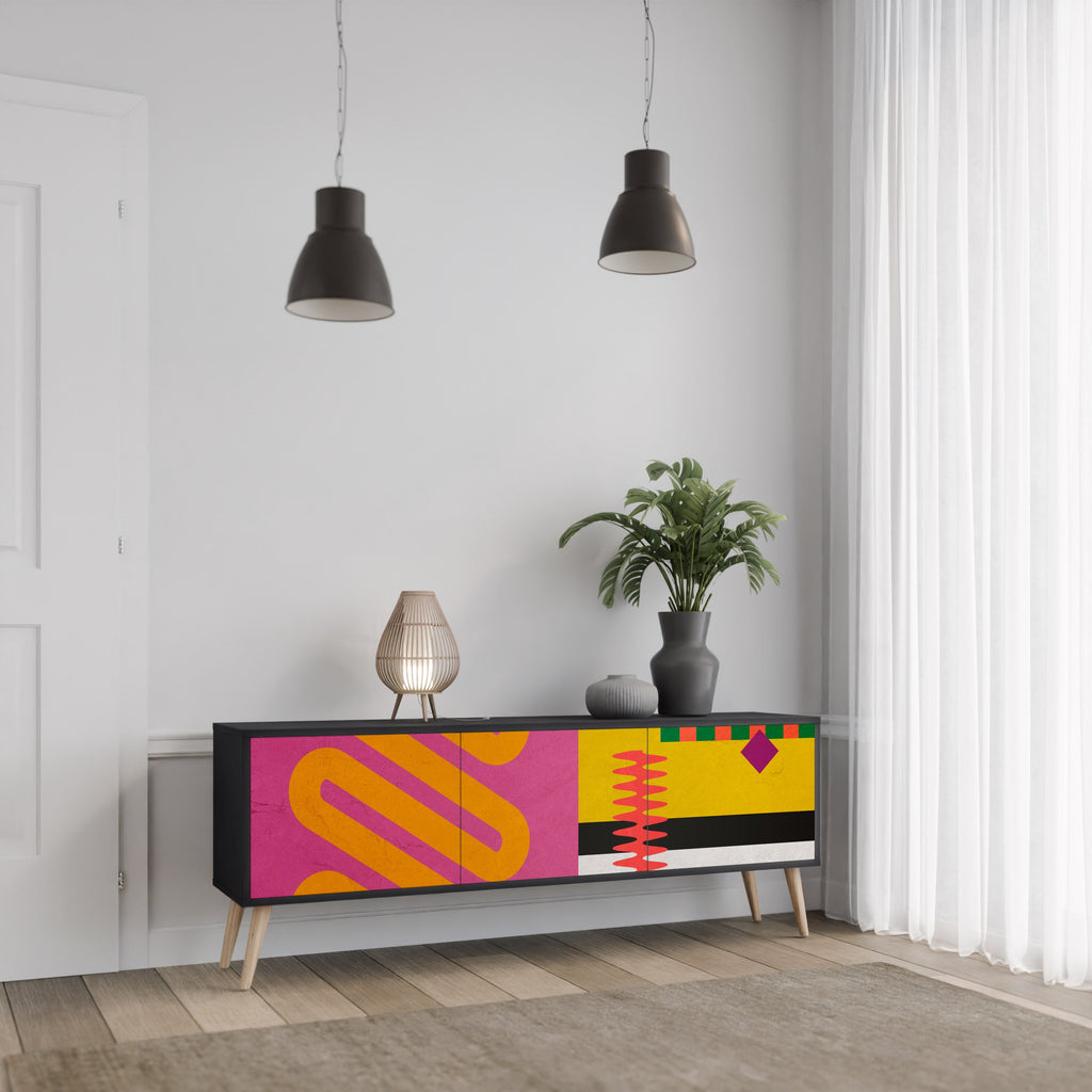 Meuble TV 3 portes VIVID ART finition noire