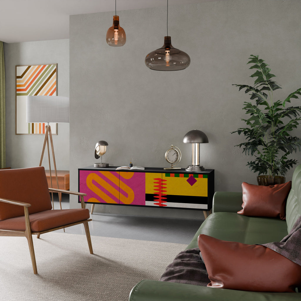 Meuble TV 3 portes VIVID ART finition noire