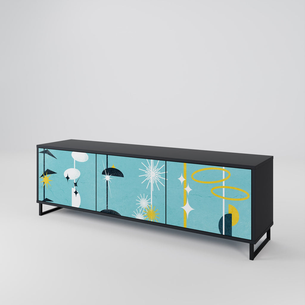 Meuble TV 3 portes PATHS TO HAPPINESS, finition noire