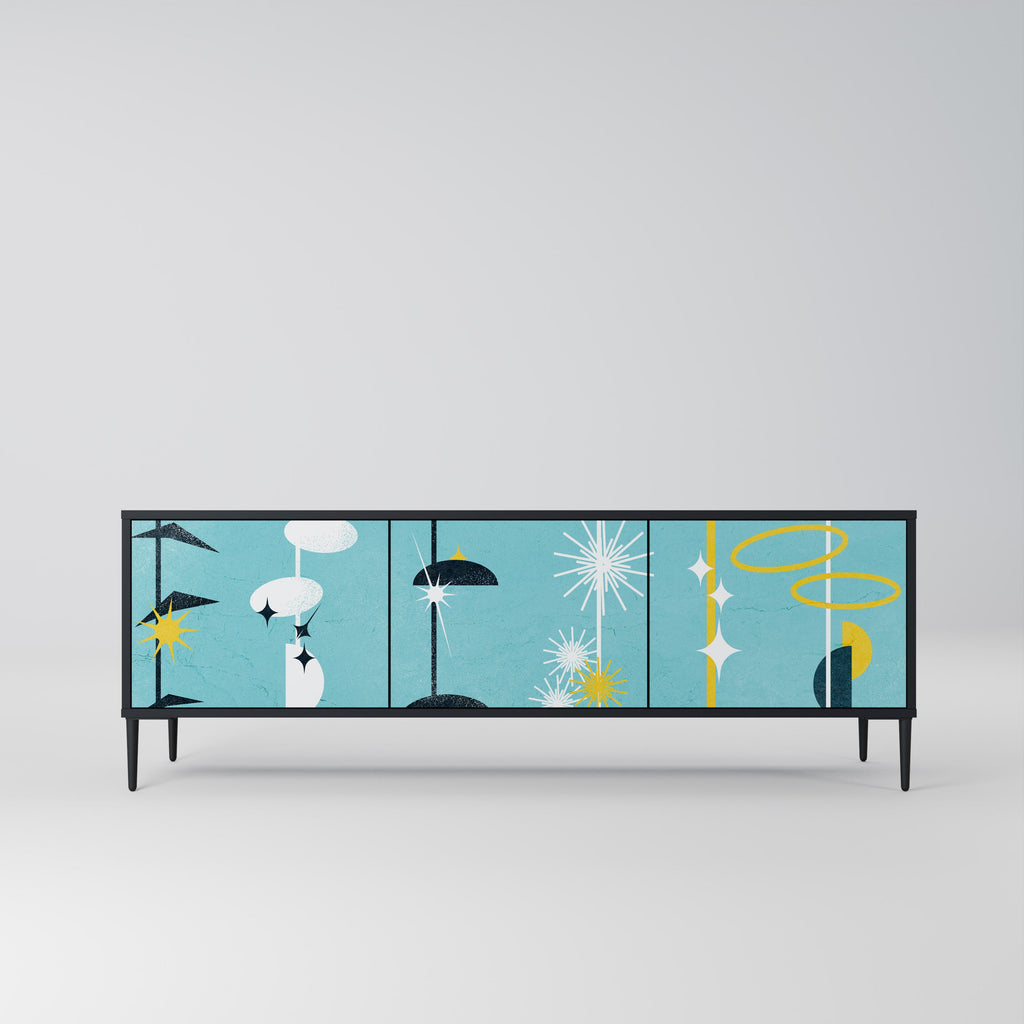 Meuble TV 3 portes PATHS TO HAPPINESS, finition noire