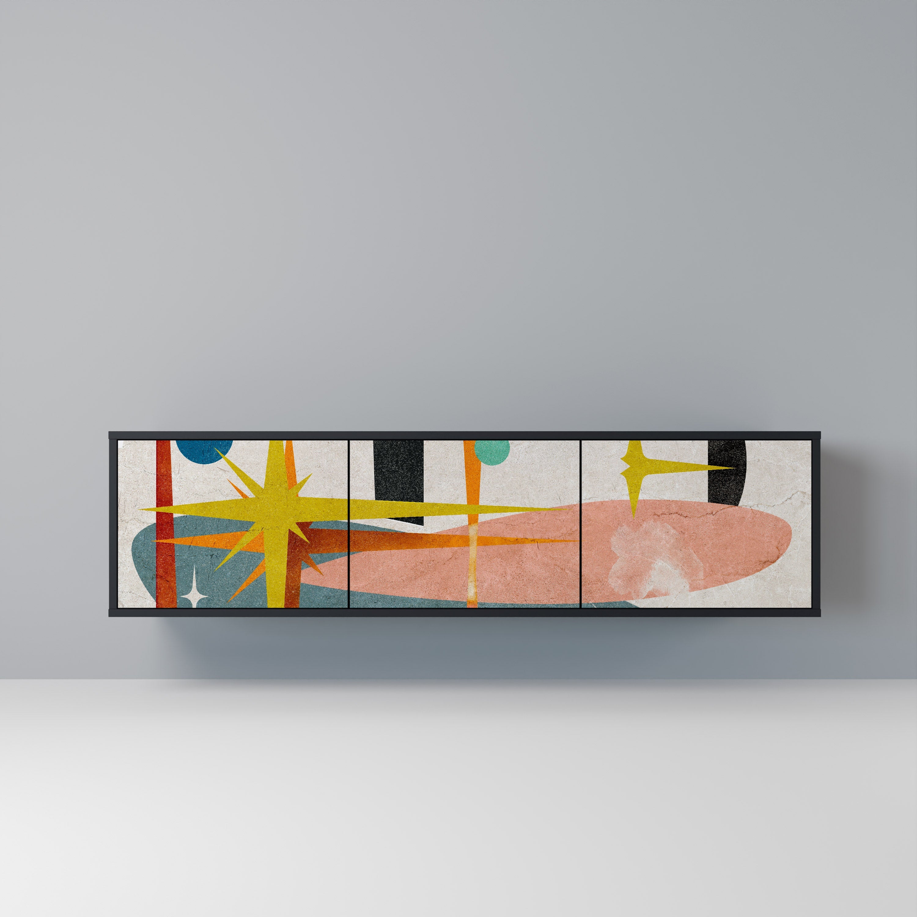 Meuble TV 3 portes INTERSTELLAR VIBES finition noire