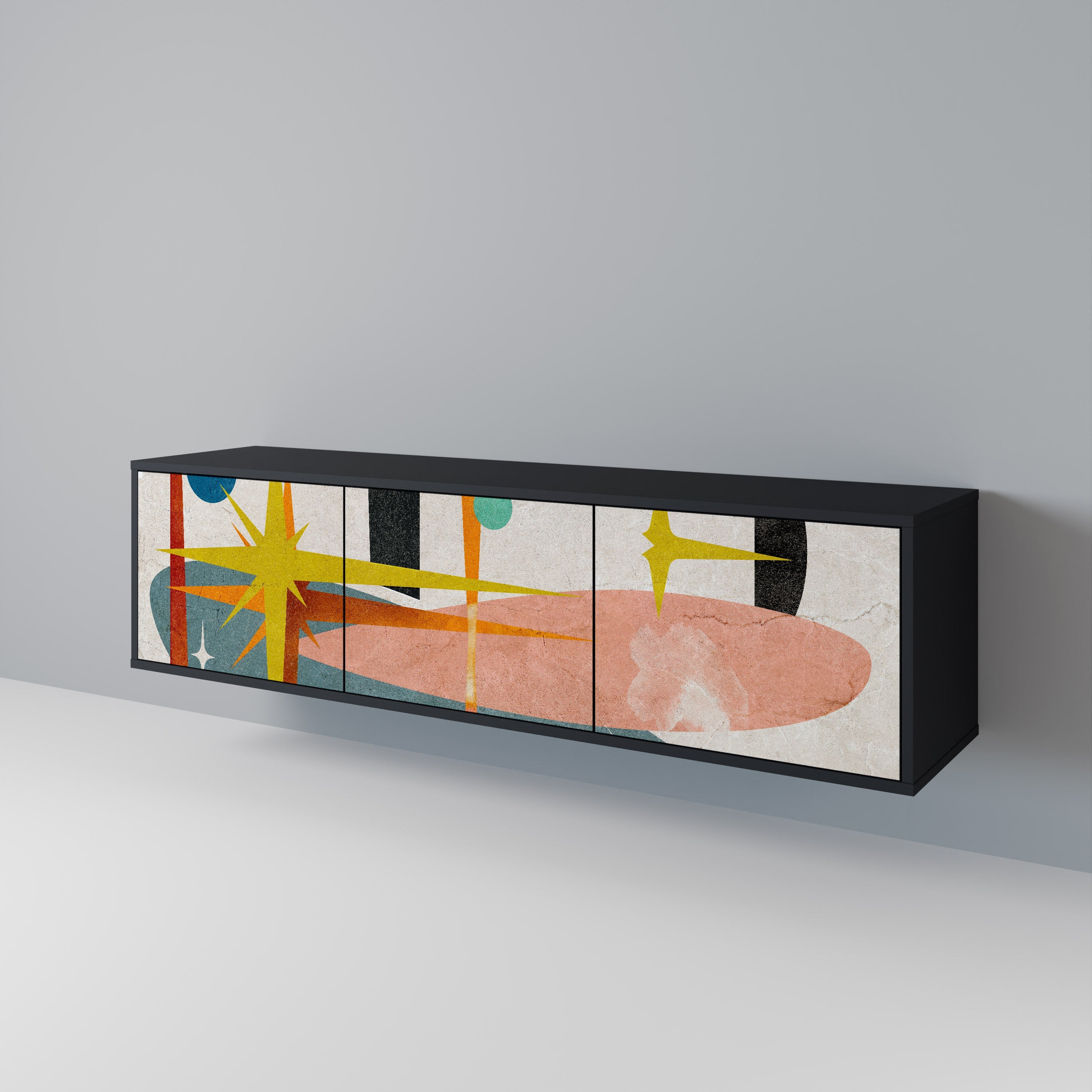 Meuble TV 3 portes INTERSTELLAR VIBES finition noire